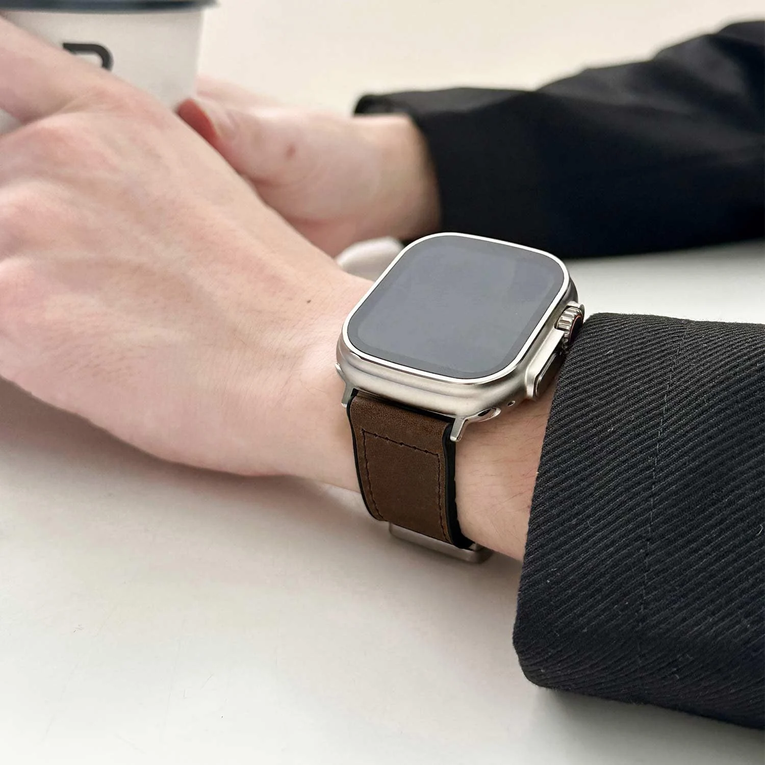 DL3 Mobilak Leather Bands Compatible with Apple Watch Band 49mm 45mm 44mm 42mm, Leather Magnetic Buckle Design Strap For iWatch Ultra Ultra 2 SE Series 9 8 7 6 5 4 3 2 1 (A. ) - A.Dark Brown