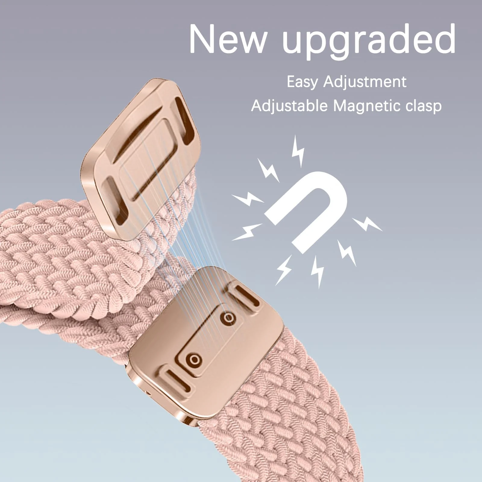 DL3 MOBILAK Braided Elastic Nylon Magnetic Watch Strap for Huawei Band 11 / Band 11 Pro, Pink