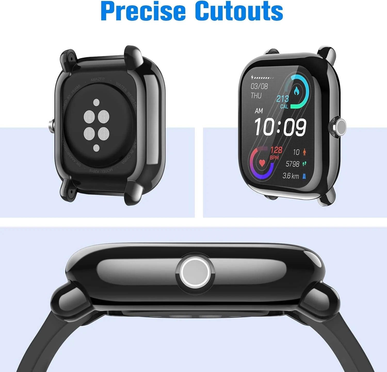 DL3 Mobilak Case Compatible with Amazfit GTS 2 Mini/Bip U Pro/Bip S/Bip Lite Case All-Around Screen Protector Watch Soft TPU Shockproof Cover Slim Guard Thin Bumper Shell Protector - Black