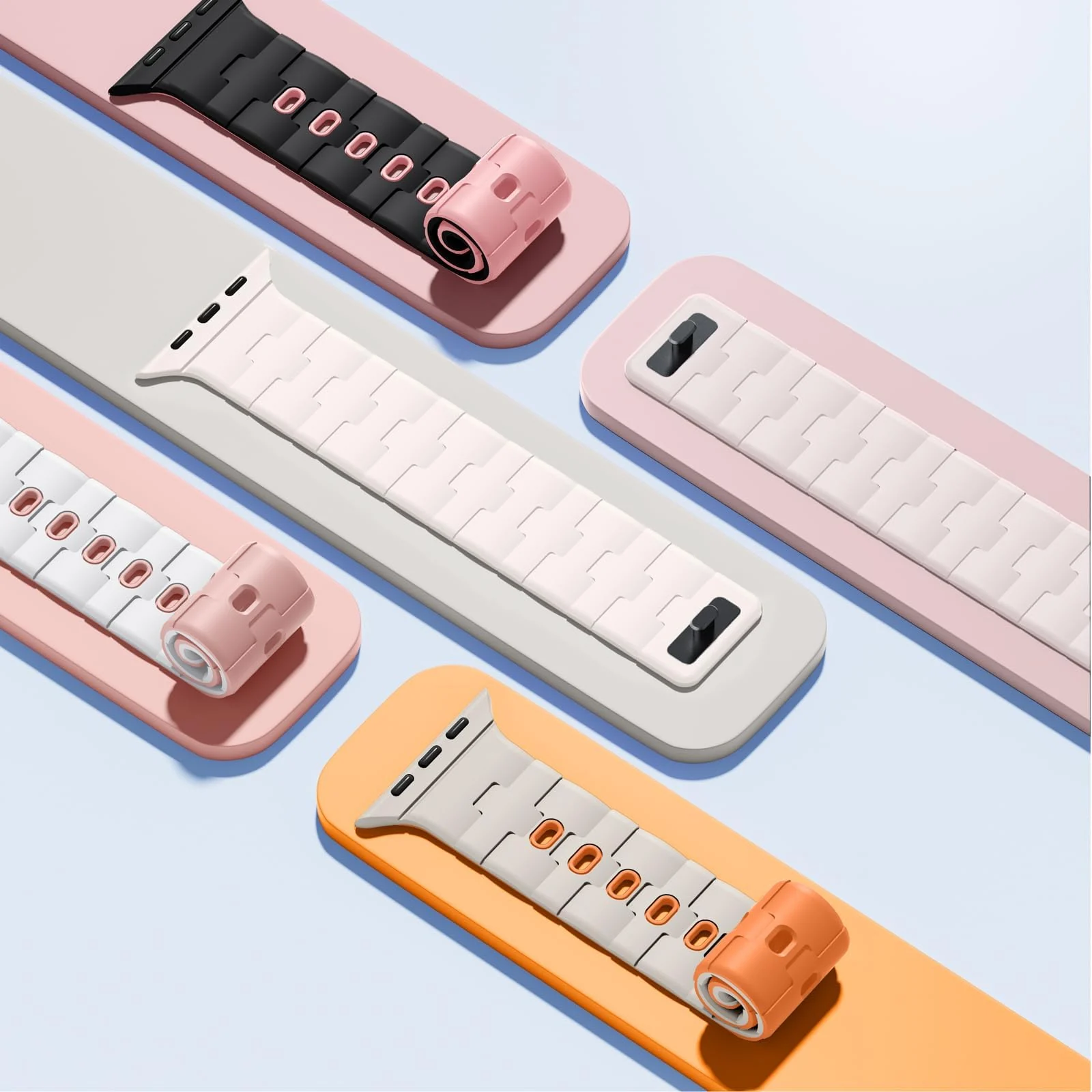 DL3 MOBILAK Adjustable Silicone Sports Watch Strap for 49MM - Orange/Starlight