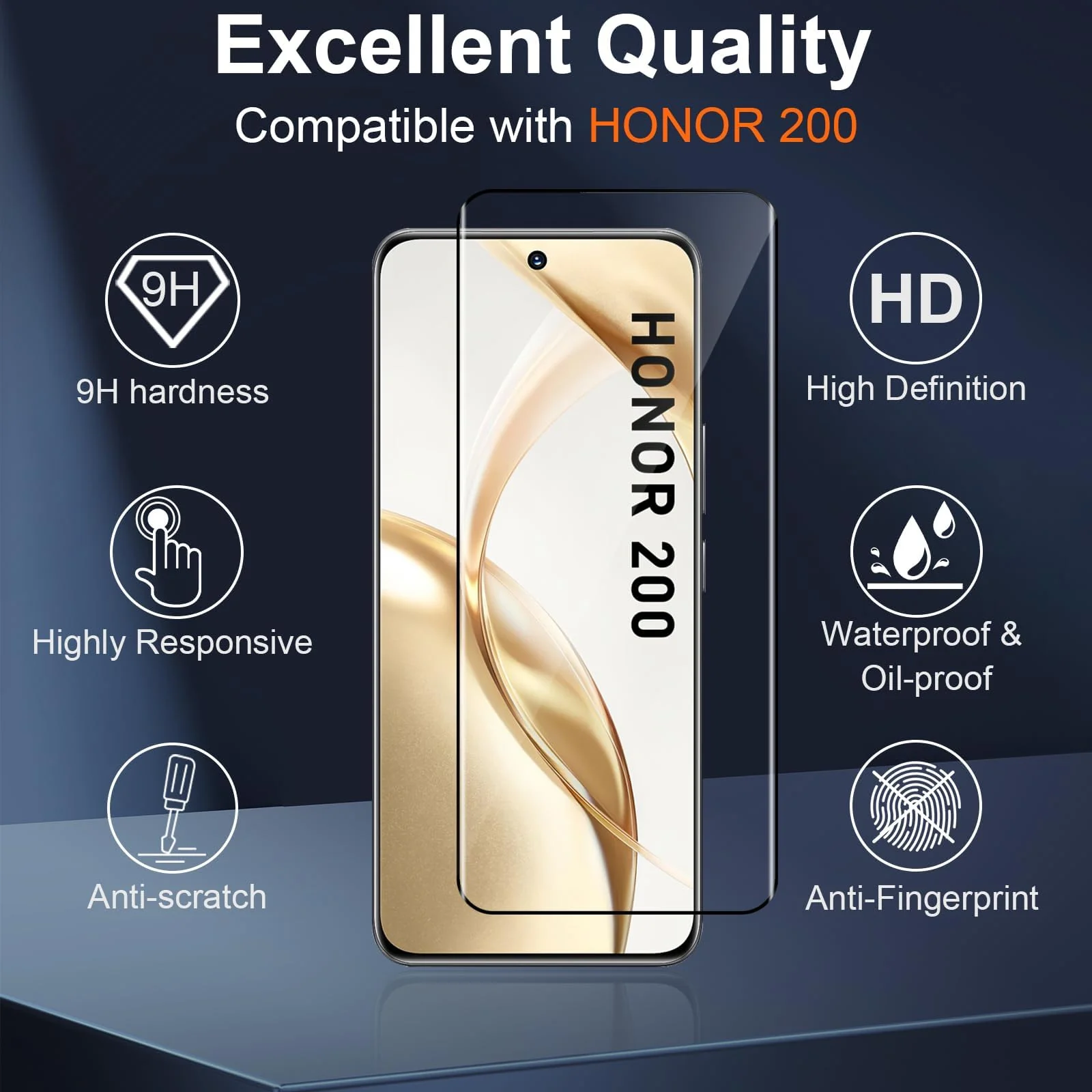 DL3 Mobilak Screen Protector for Honor 200 5G, Tempered Glass Screen Saver Premium HD Protective, Scratch Resistant, NO-Bubble, 9H Hardness, Full Coverage Film - Clear