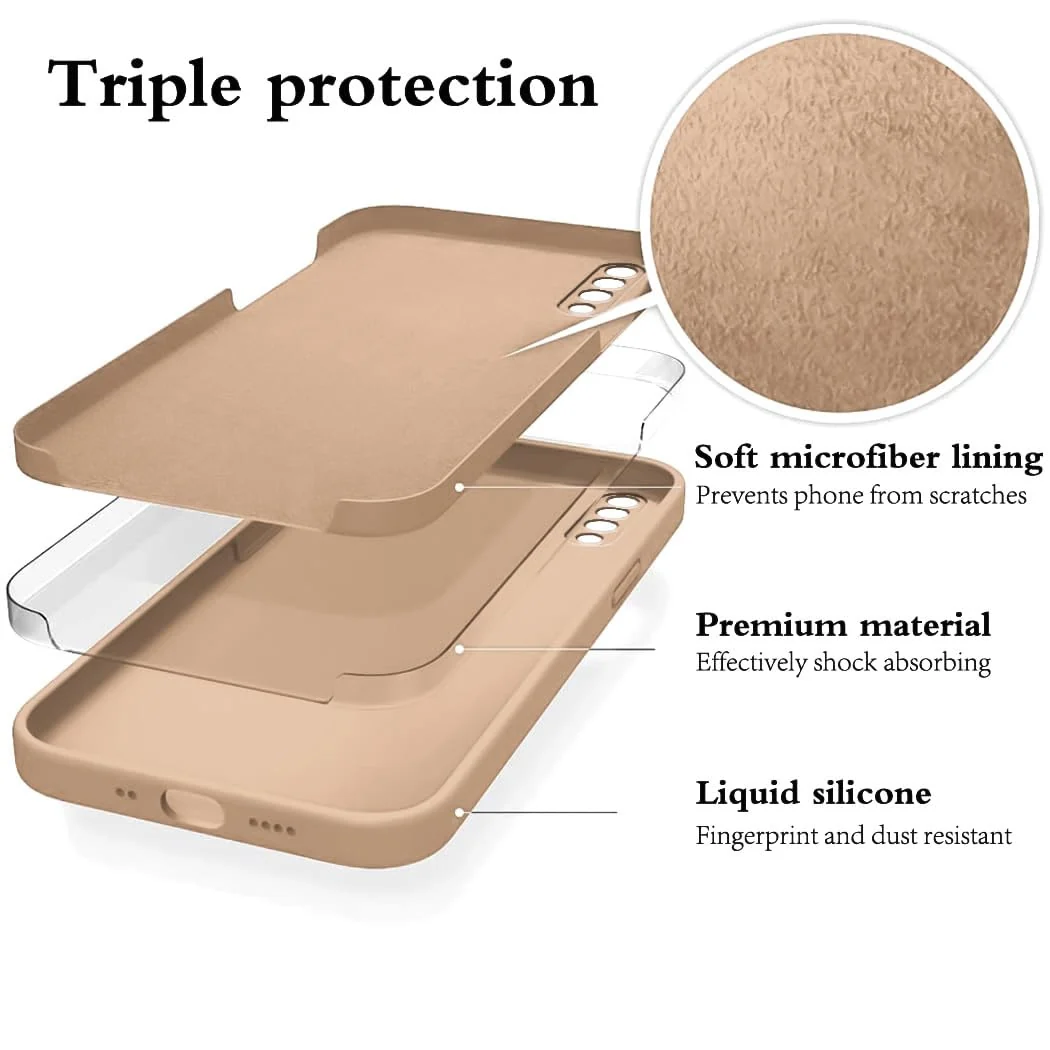 DL3 Mobilak Silicone Protective Case for Samsung Galaxy A70 / A70s, Shock-absorbing protection, Scratch-resistant surface, Soft microfiber lining - Light Orange