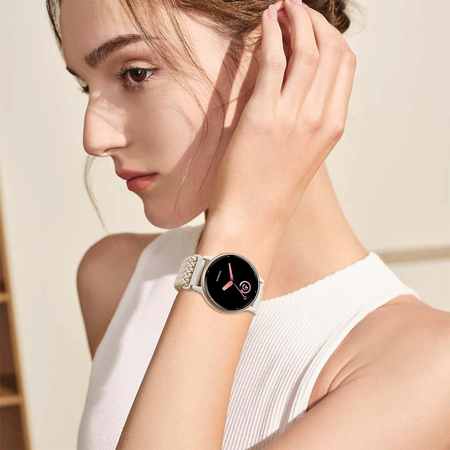DL3 Mobilak Magnetic Braided Nylon Band Compatible with Xiaomi Redmi Watch 5 Active/Xiaomi Redmi Watch 5 Lite, 22mm Elastic Loop Stretchy Wristband Strap Replacement for Redmi Watch 5 Active/Redmi Watch 5 Lite - Starlight