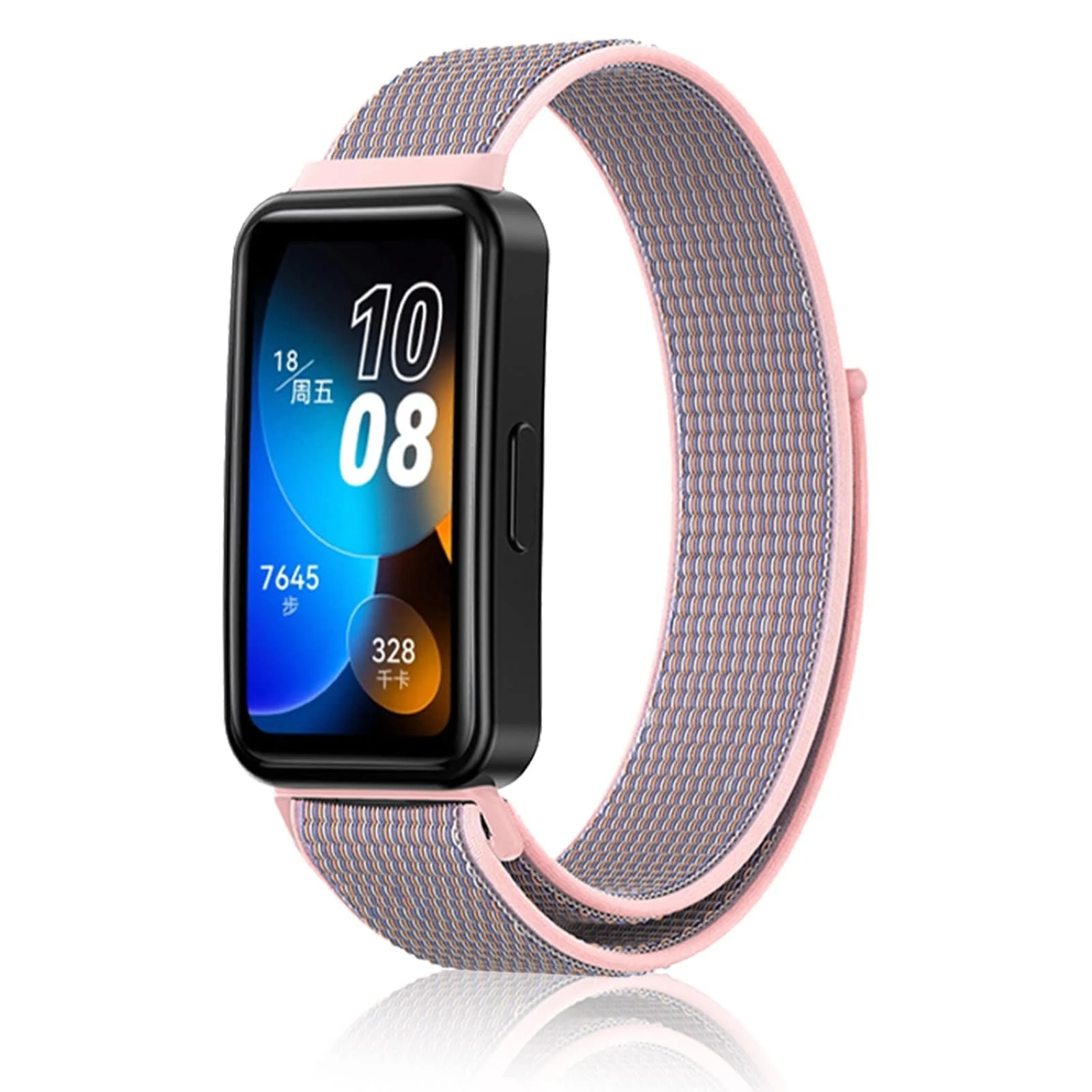 DL3 Mobilak Nylon Strap for Huawei Band 9 | Huawei Band 8 Watch Band, Men and Women Breathable Elastic Bracelet, Adjustable Straps Replacement Band Sport Watchband - Pink