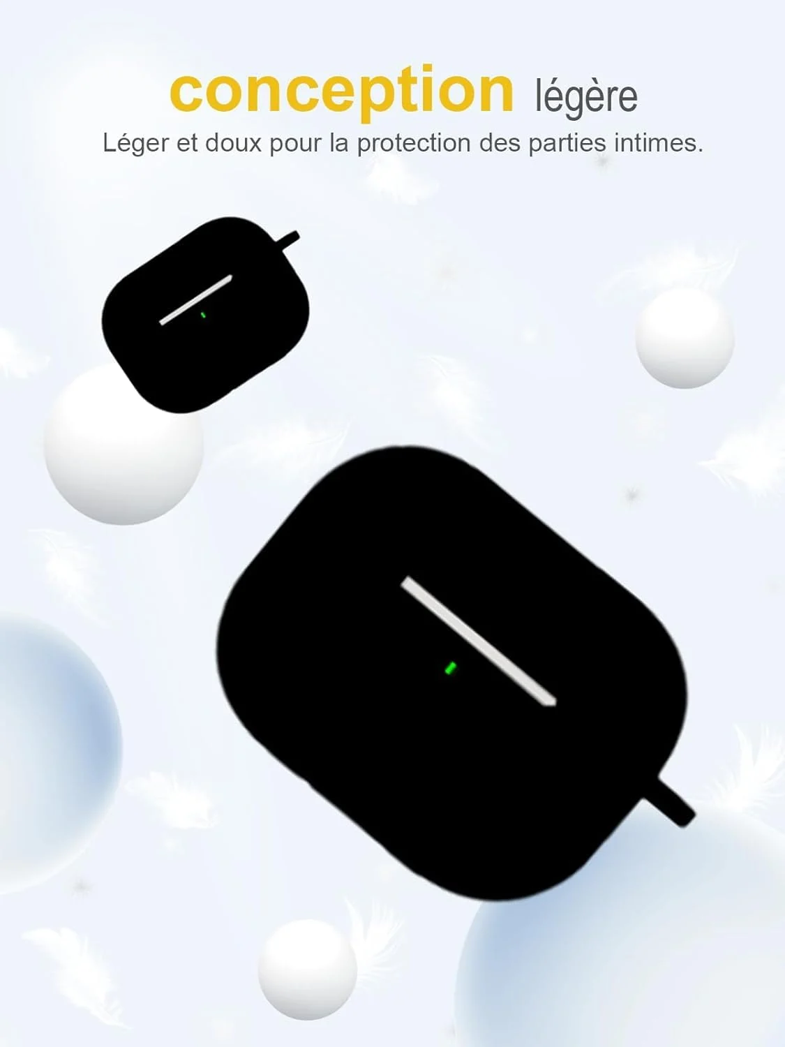 DL3 Mobilak Compatible with Huawei FreeClip 2 Case Cover, Soft Silicone Shockproof Protective Skin Case for Huawei Free Clip Wireless Earbuds with Carabiner, Front LED Visible - Black