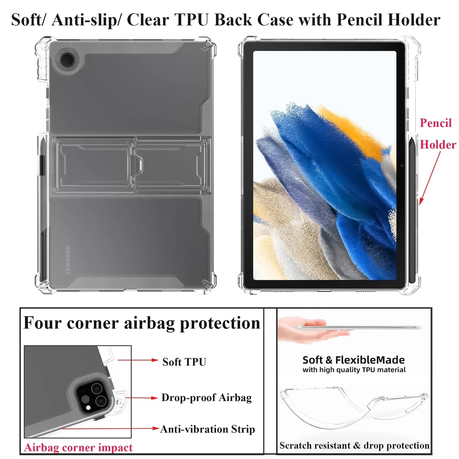 DL3 Mobilak Transparent Stand Case for Xiaomi Pad 5 / Xiaomi Mi Pad 5 Pro 11 inch Shockproof, Thin Slim Lightweight Anti-Yellowing Bumper, Kickstand Cover, with Pencil Holder - Clear