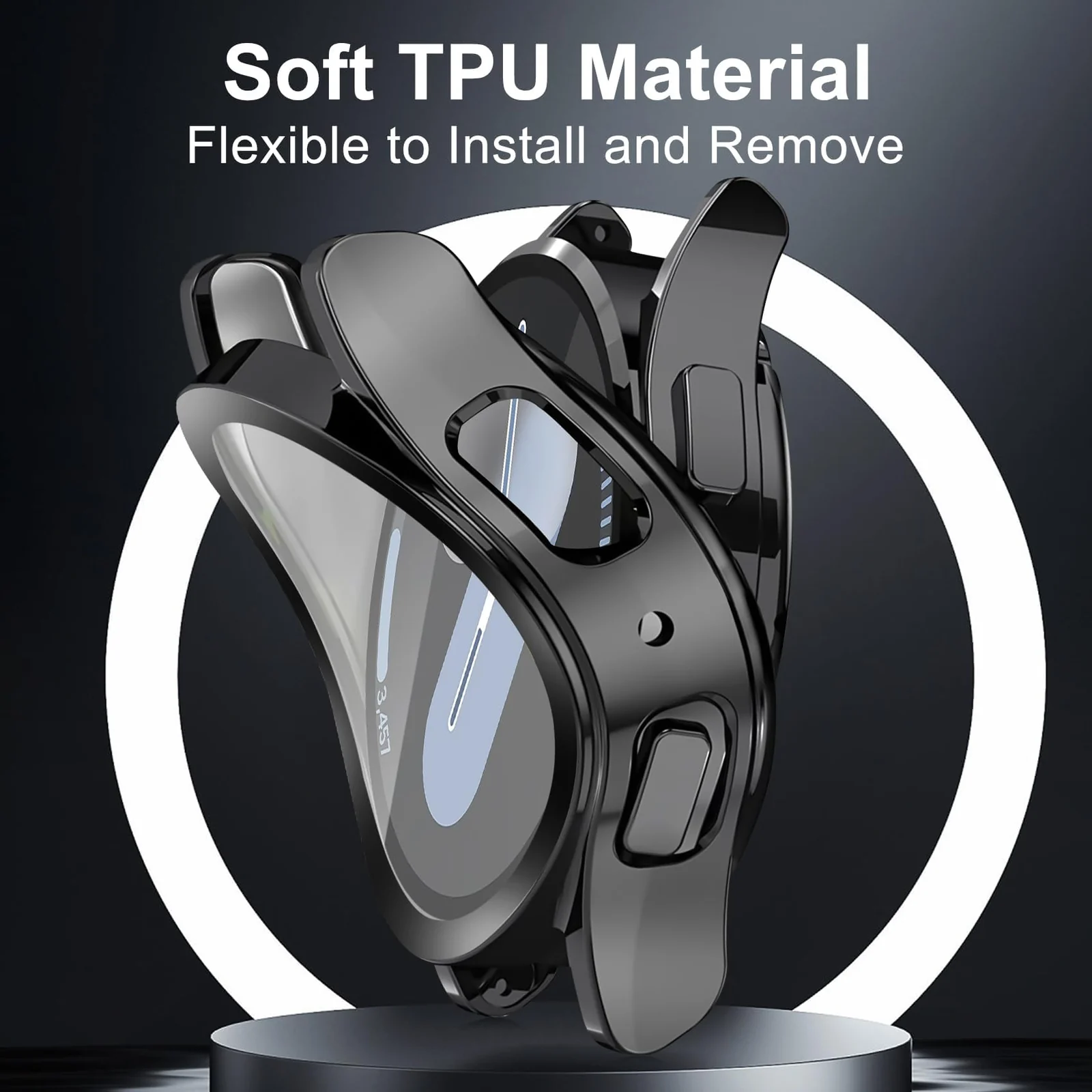 DL3 Mobilak Case for Samsung Galaxy Watch 7 44mm, with Built in Screen Protector, TPU Watch Case, [Full Coverage], Shockproof Cover, High Definition Cover, Protective Case for Watch7 44 mm - Black