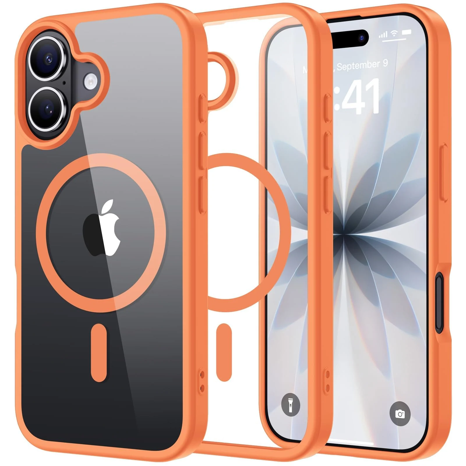 DL3 Mobilak Clear MagSafe-Compatible Magnetic Case for iPhone 17 with Military-Grade Protection - Orange