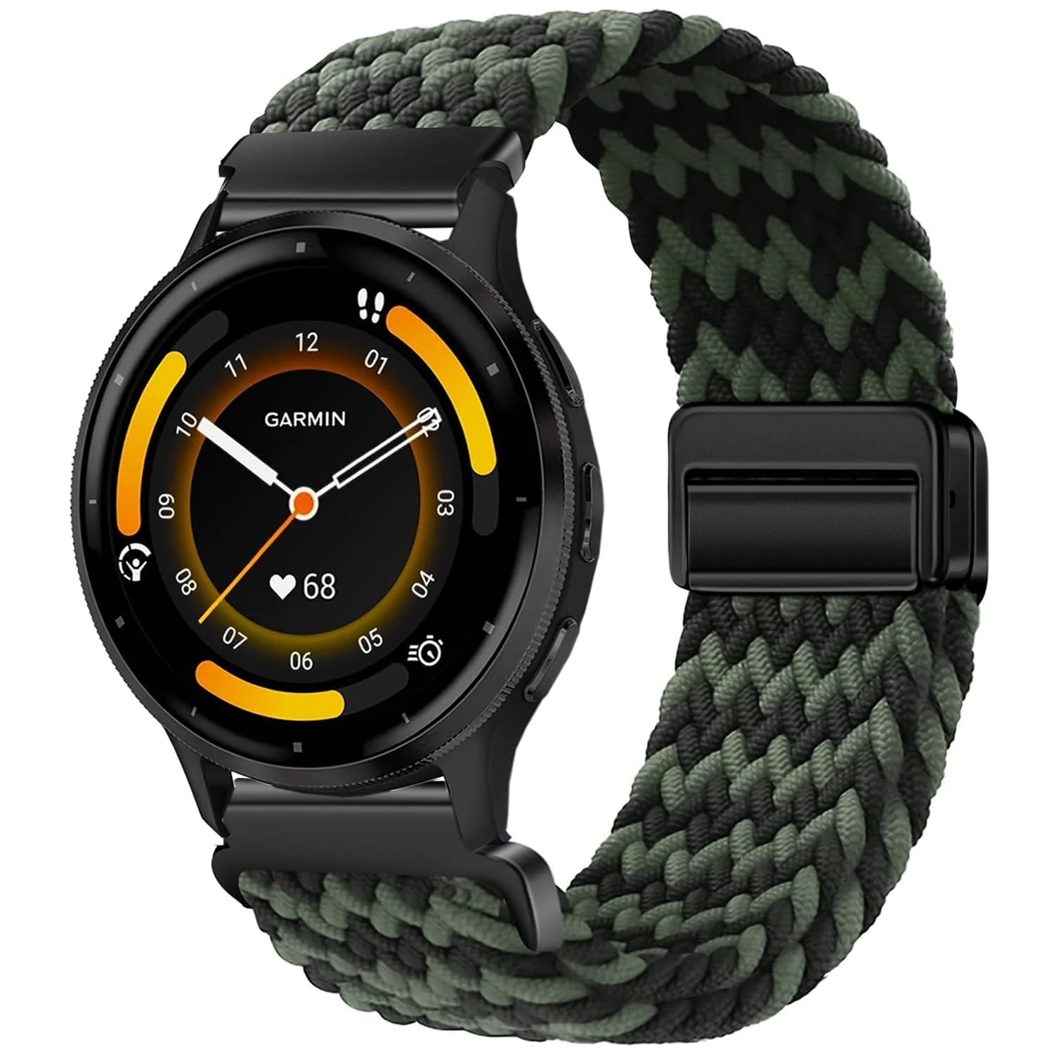 DL3 Mobilak 22mm Magnetic Band for Redmi Watch 5 Active/5 Lite/Samsung Galaxy Watch 3 45mm/Watch 46mm/Gear S3/Huawei watch GT6 GT5 46MM/GT2E/GT6 Pro/GT 5 Pro/Amazfit GTR 4/3, Stretchy Braided Nylon Sport Strap - Green-black