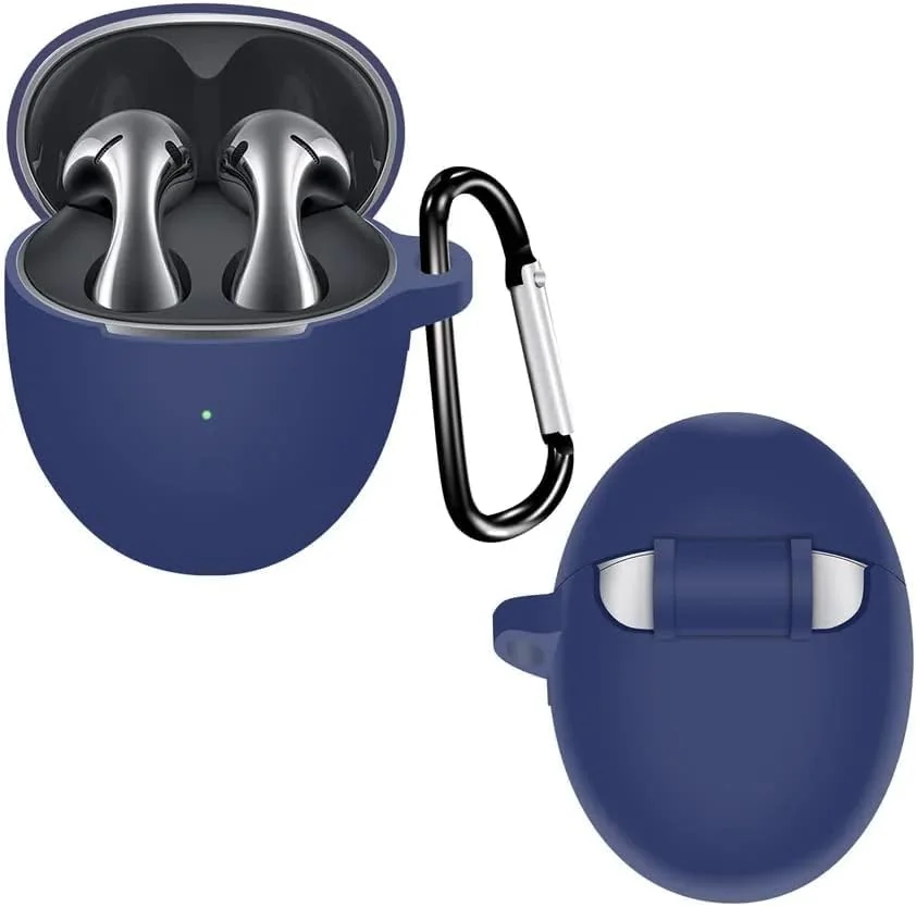 DL3 Mobilak Silicone Case Compatible with Huawei Freebuds 5 Earbuds, Soft Silicone Protective Case Cover, Shockproof Sleeve with Carabiner - Blue