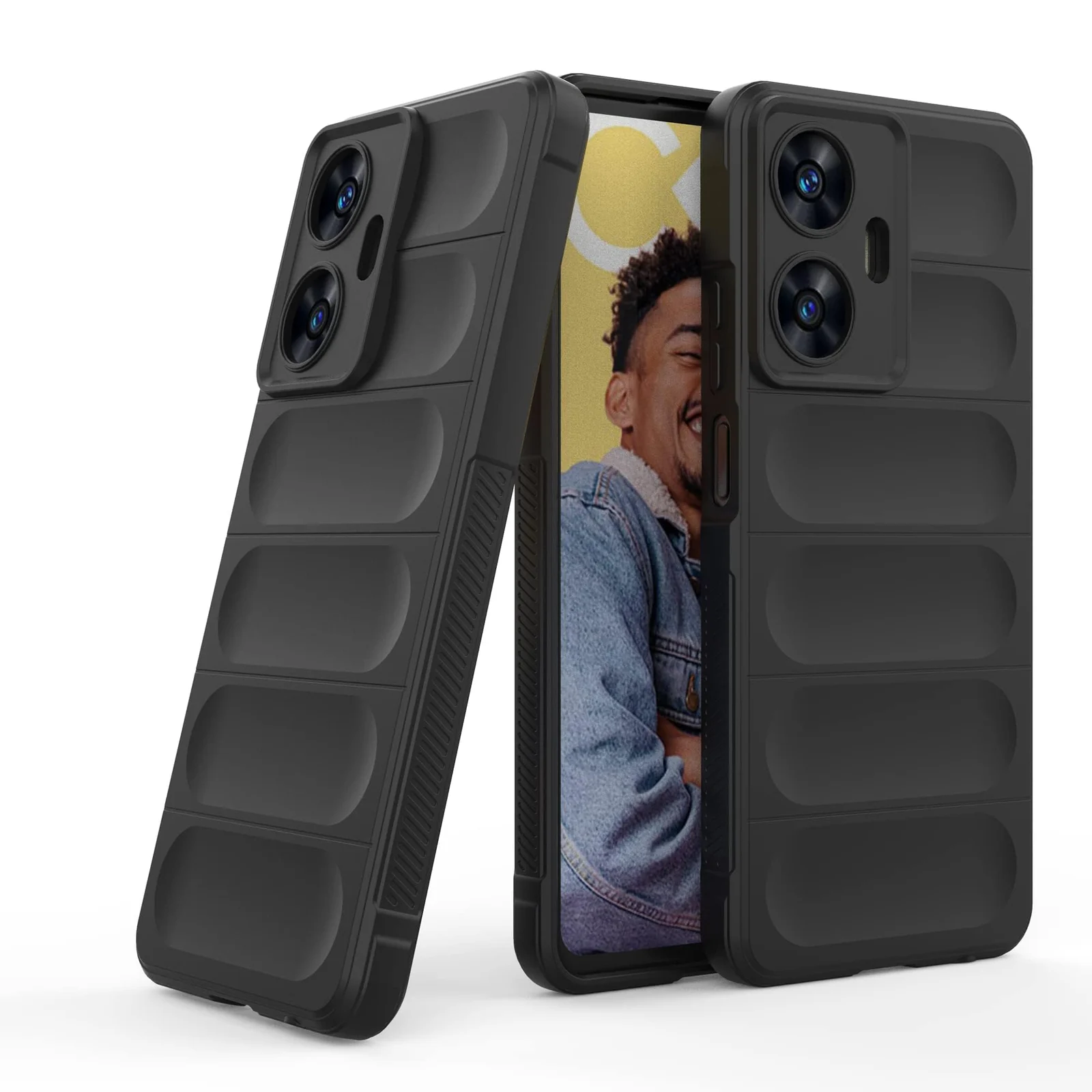 DL3 Mobilak Flexible Silicone and TPU Protective Case with Camera Protection for realme C55 / Narzo N55 - Black