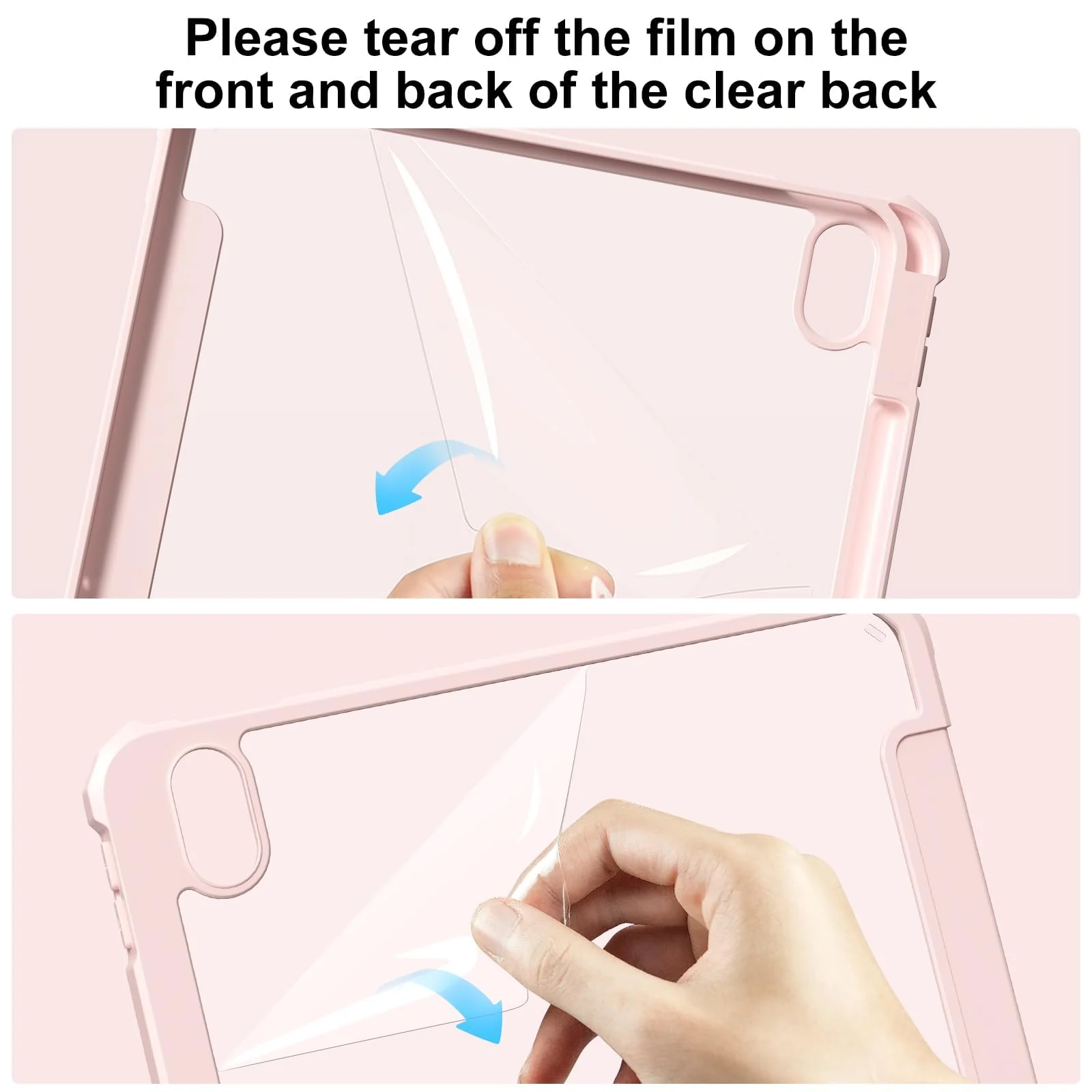DL3 Mobilak Case Compatible with iPad (A16) 11th Generation 11 Inch (2025), iPad 10th Generation 10.9 Inch (2022), Clear Shockproof Back Cover Built-in Pencil Holder, Auto Sleep/Wake - Pink Sand
