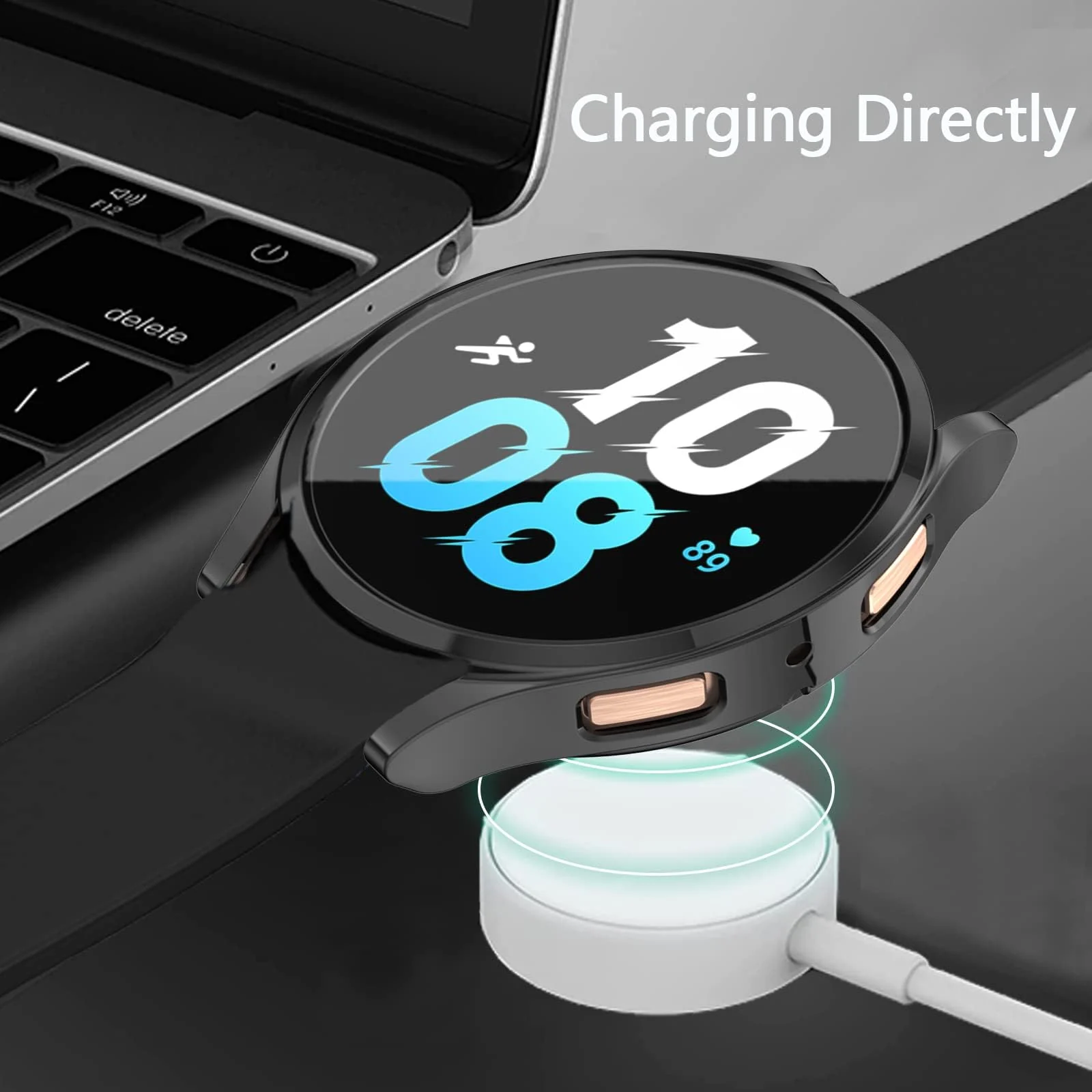 DL3 Mobilak Case Compatible with Samsung Galaxy Watch 5 Pro 45mm Case All-Around Watch Soft TPU [Frame Only] Shockproof Cover Slim Guard Thin Bumper Shell Protector - Black