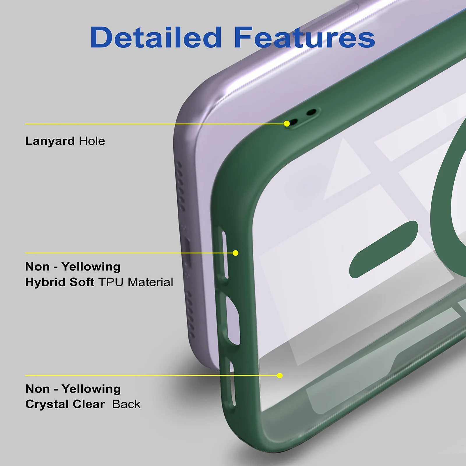 DL3 Mobilak MagSafe-Compatible Clear Magnetic Case for iPhone X / iPhone XS - Green