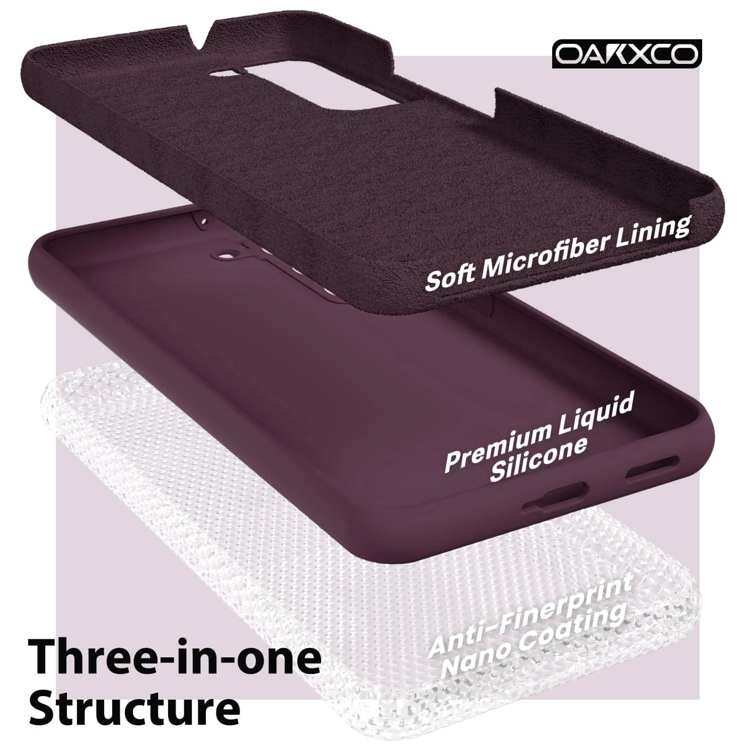 DL3 Mobilak Liquid Silicone Protective Case with Soft Microfiber Lining with Full Camera Protection for Samsung Galaxy S22 5G - Wine Red