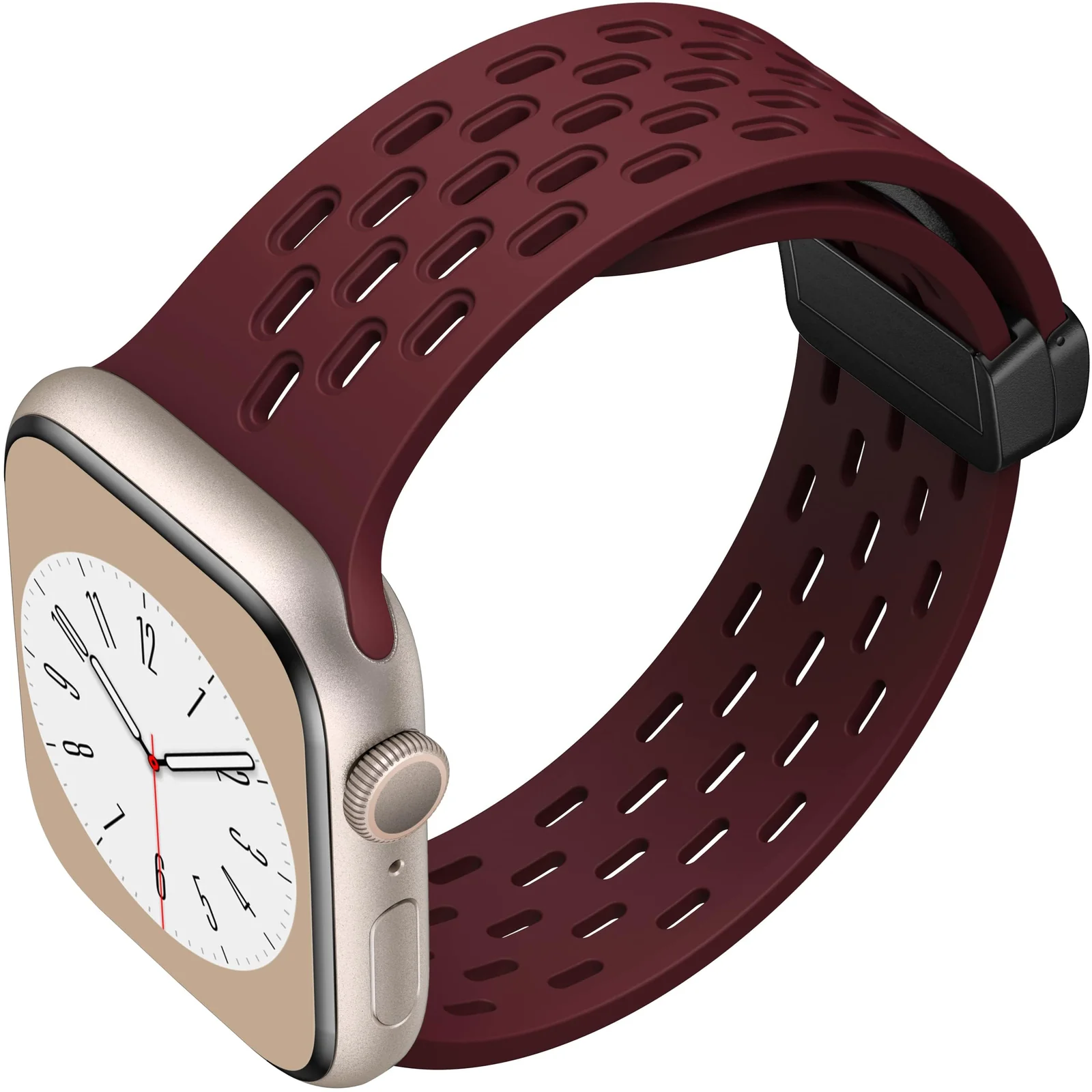 DL3 Mobilak Magnetic Bands for Apple Watch Band 49mm 46mm 45mm 44mm 42mm, Soft Silicone Magnetic Buckle Breathable Sport Watch Strap for iWatch Ultra2 Ultra SE SE2 Series 10 9 8 7 6 5 4 3 2 1 - Wine Red