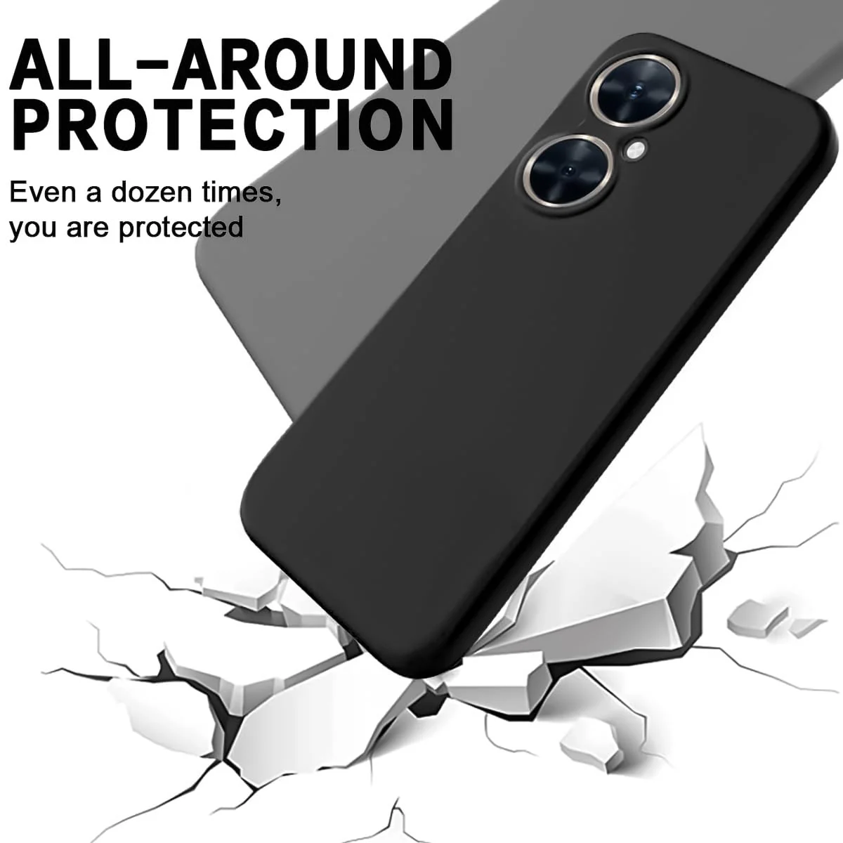 DL3 Mobilak Huawei nova 11i Case, Soft Flexible Silicone Gel Rubber Bumper Cover, Full Body Shockproof Protective Phone Case - Black