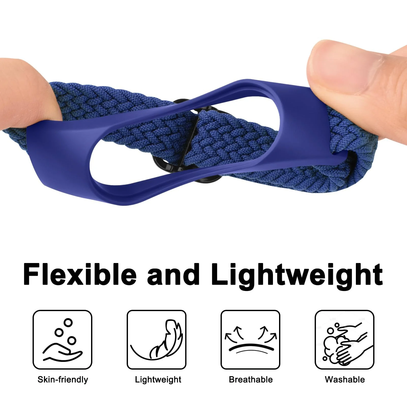 DL3 Mobilak Nylon Wristband Compatible for Xiaomi Mi Band 7/Mi Band 6/Mi Band 5/Mi Band 4/Mi Band 3, Adjustable Braided Elastic Solo Loop for Mi Band 7 6 5 4 3, Sport Strap Smart Watch Accessories - Blue