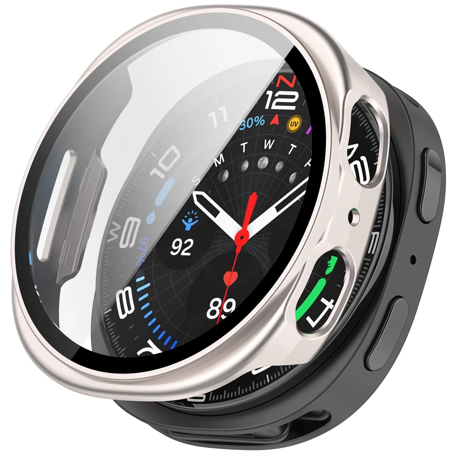 DL3 Mobilak Case Compatible with Samsung Galaxy Watch 8 44mm, Full Coverage Slim Hard Case Protective Bumper Built-in Tempered Glass Screen Protector Shell for Galaxy Watch8 44 mm