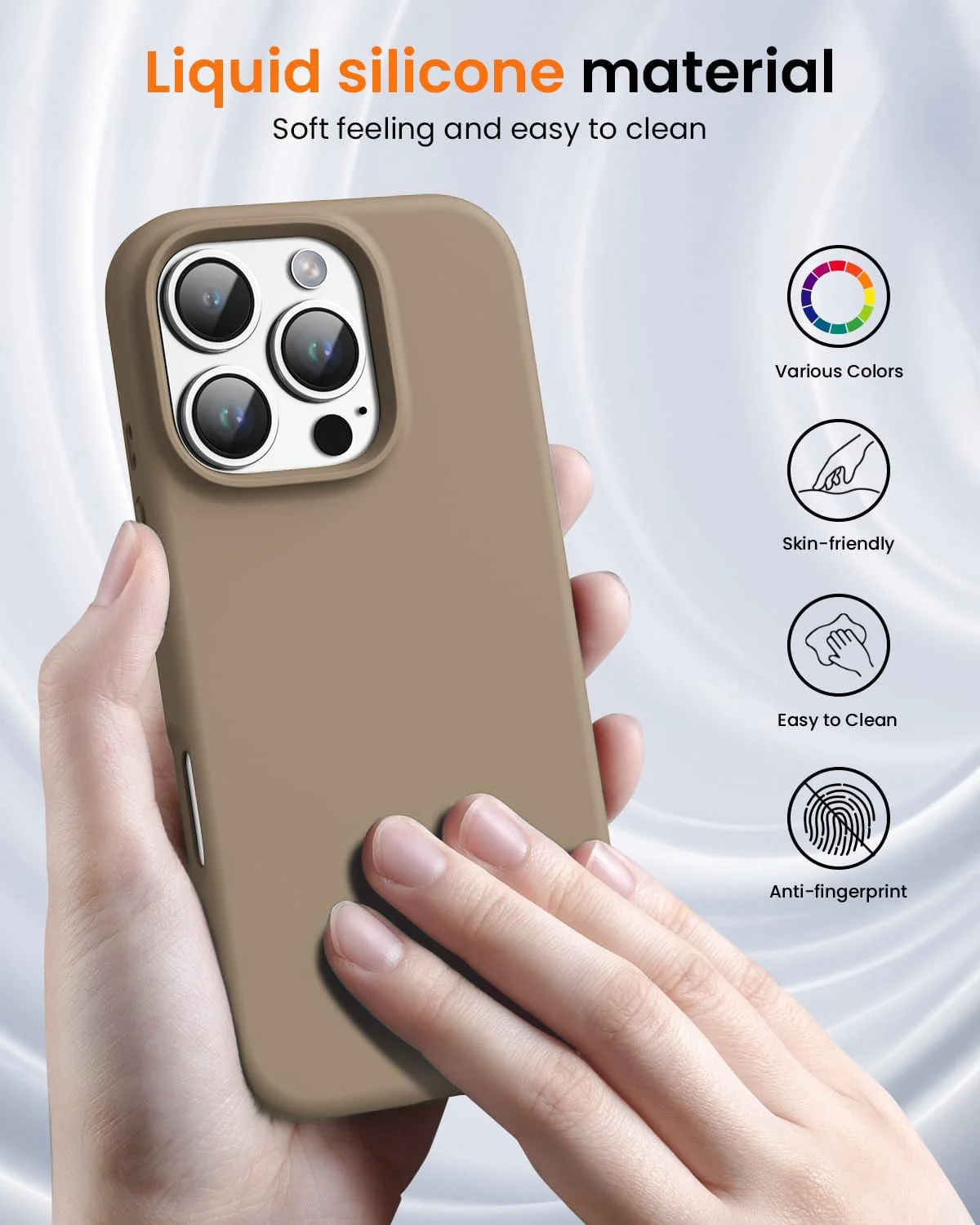DL3 Mobilak Liquid Silicone Protective Case for iPhone 16 Pro with Microfiber Lining and Shockproof Design - Desert 2