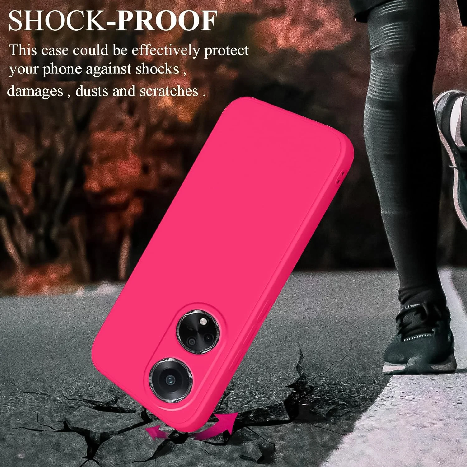 DL3 Mobilak Soft Silicone Protective Case for OPPO A98 with Microfiber Lining and Shockproof Design - Hot Pink