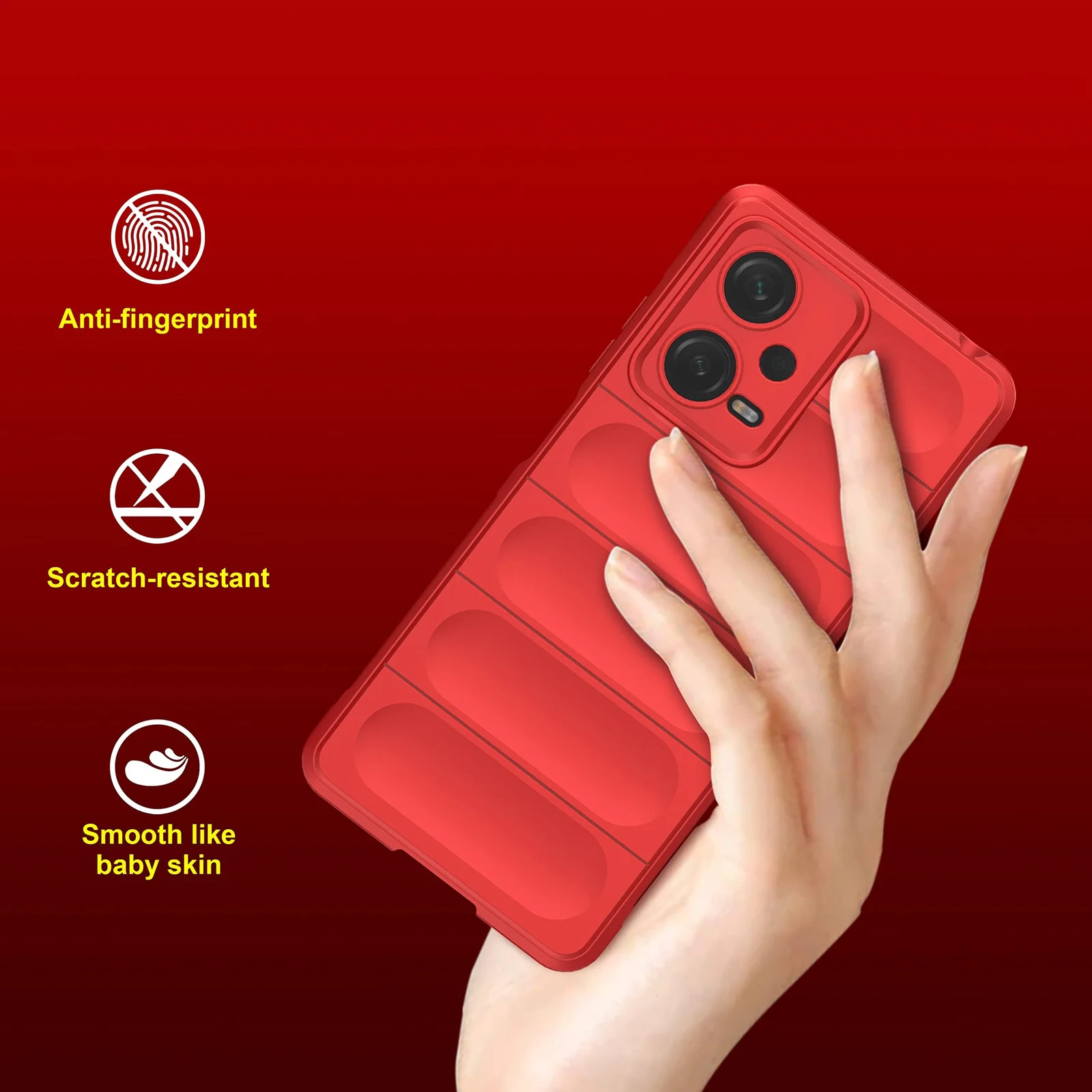 DL3 Mobilak Soft Silicone Protective Case for Xiaomi Redmi Note 12 5G / Poco X5 5G with Camera Protection and Shockproof Design - Red
