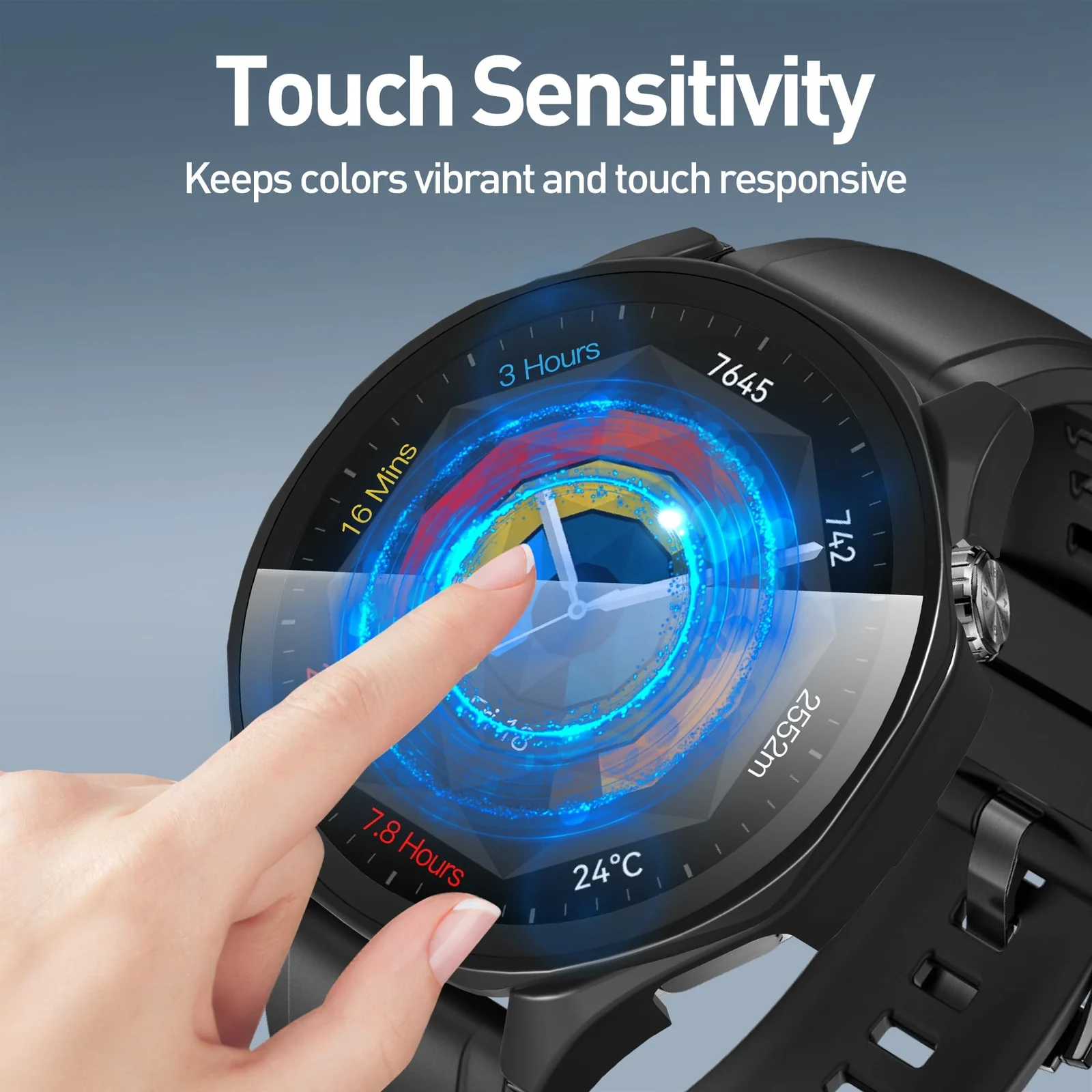 DL3 Mobilak Case with Screen Protector for Huawei Watch GT4 46 mm, Bumper Full Coverage Hard PC Overall Protective Cover, Built-in Tempered Glass Film High Sensitivity For Huawei GT 4 46mm - Black