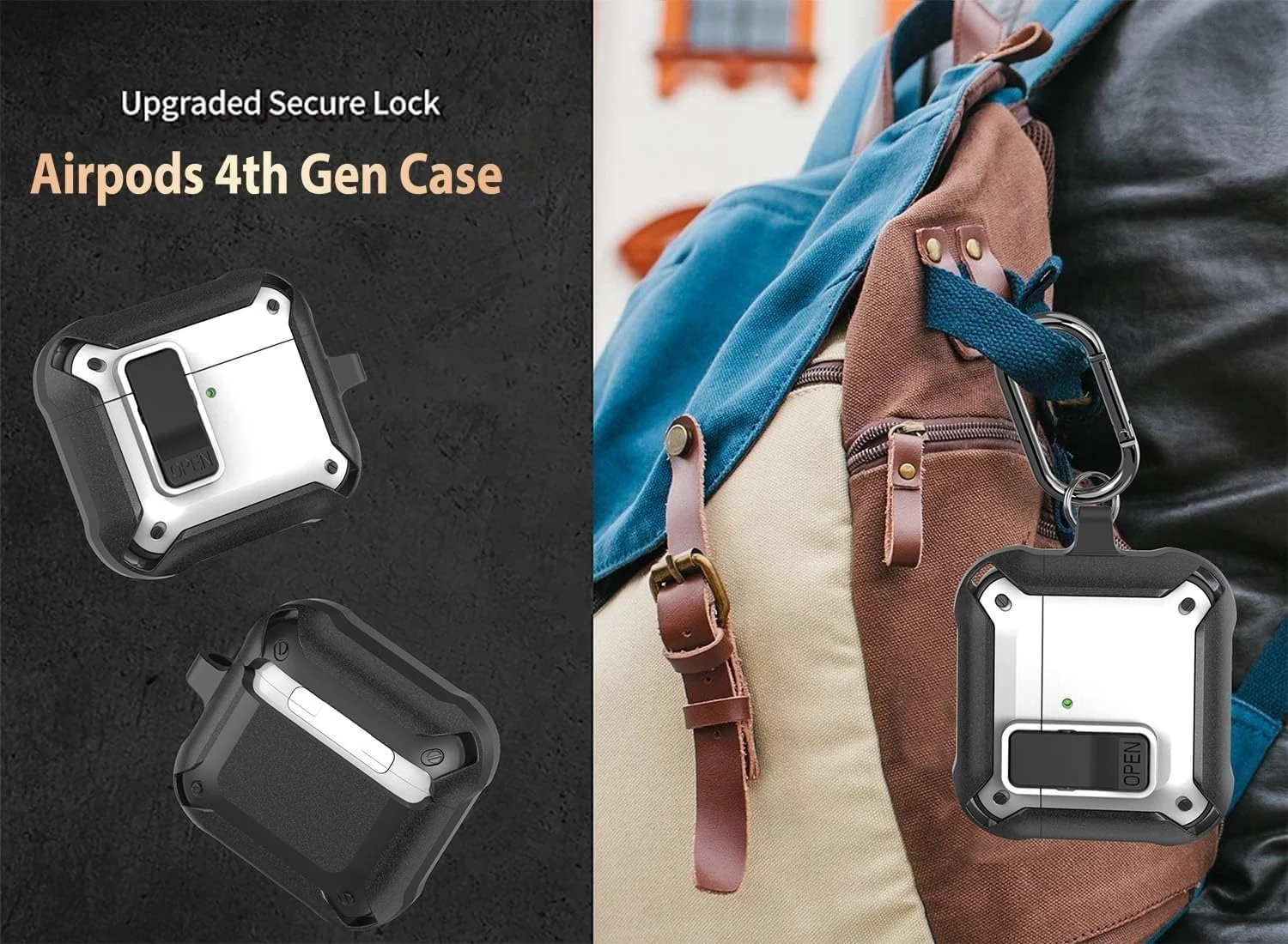 DL3 Mobilak Case for AirPods Pro 3 (2025) Cover with Lock, Compatible with AirPods Pro 3nd Generation/3st Generation Case (2025), Shockproof Cover for AirPods Pro 3 Case Men Women - Black White