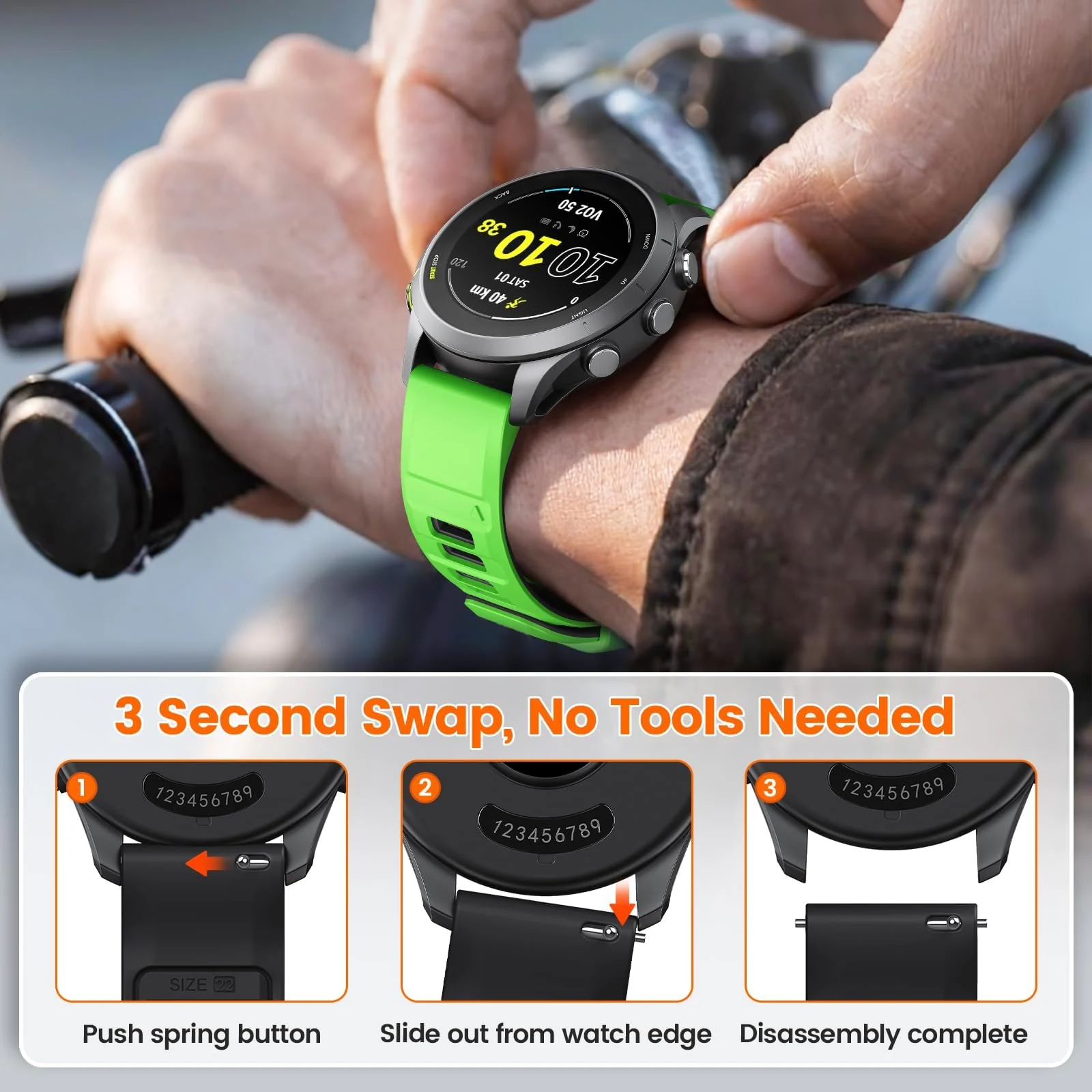 DL3 Mobilak Silicone Sport Band 22MM Strap For Xiaomi Redmi Watch 5 Active/5 Lite/Samsung Galaxy Watch 46mm/Watch 3 45mm/Gear S3/Huawei watch GT5 GT4 GT3 GT2 GT 46MM/GT2E/GT3 Pro/GT 5 Pro/Amazfit GTR4 - Grassy Green/black