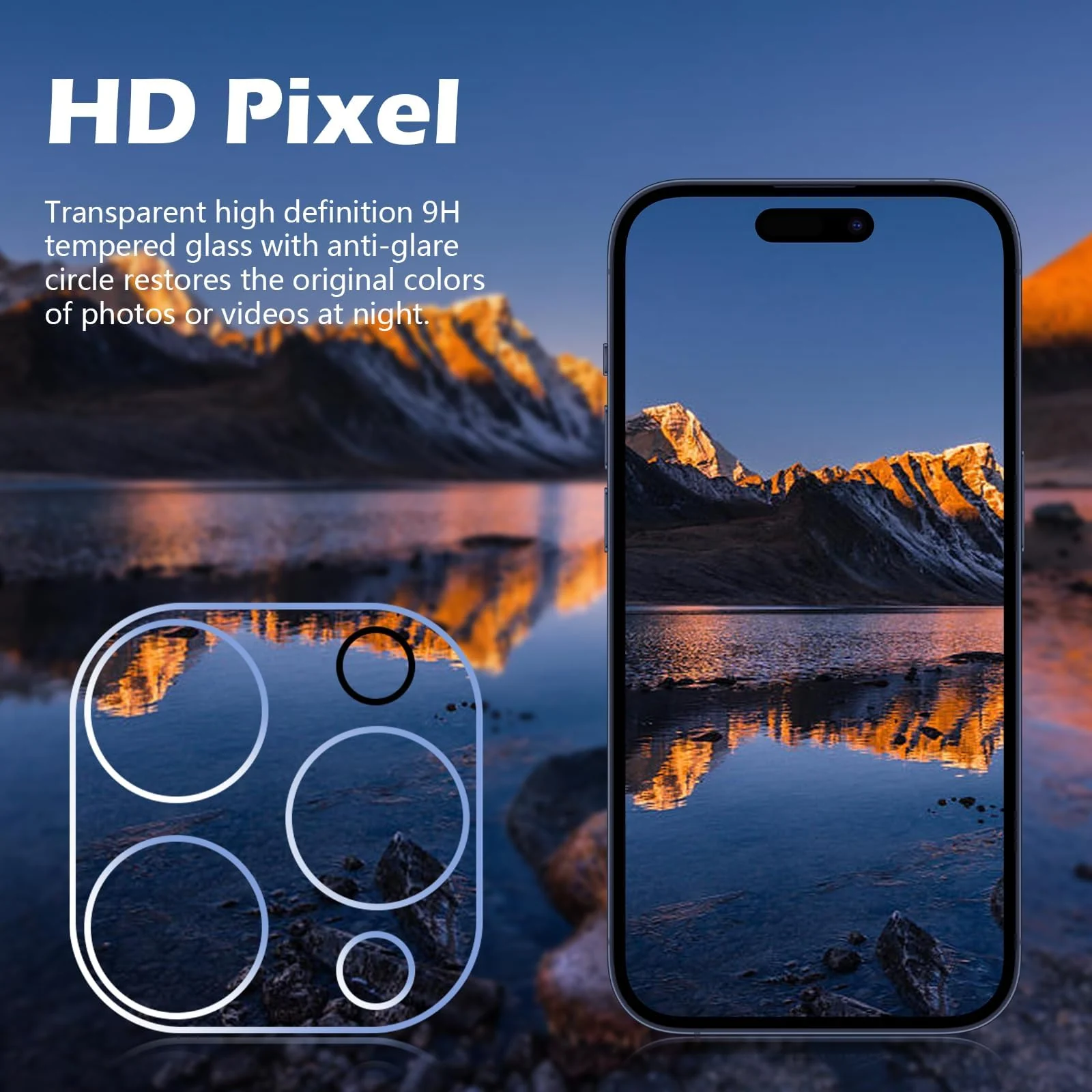 DL3 Mobilak Camera Lens Protector for iPhone 15 Pro/15 Pro Max, Full Coverage Tempered Glass HD Camera Lens Screen Cover Case,9H Hardness Anti-Scratch Camera Screen Protective Lens Film - Clear