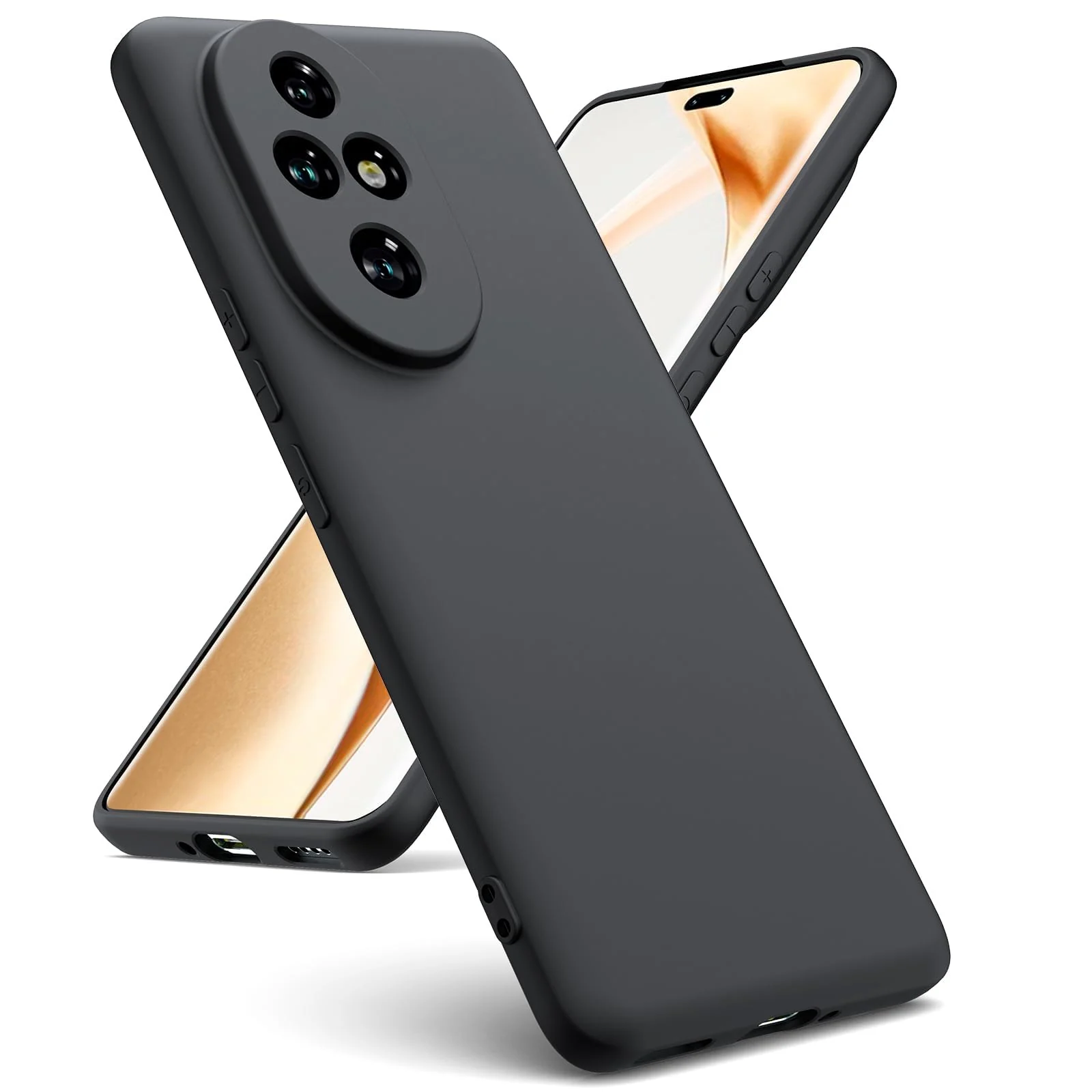 DL3 Mobilak Liquid Silicone Protective Case for Honor 200 5G with Camera Protection and Microfiber Lining - Black