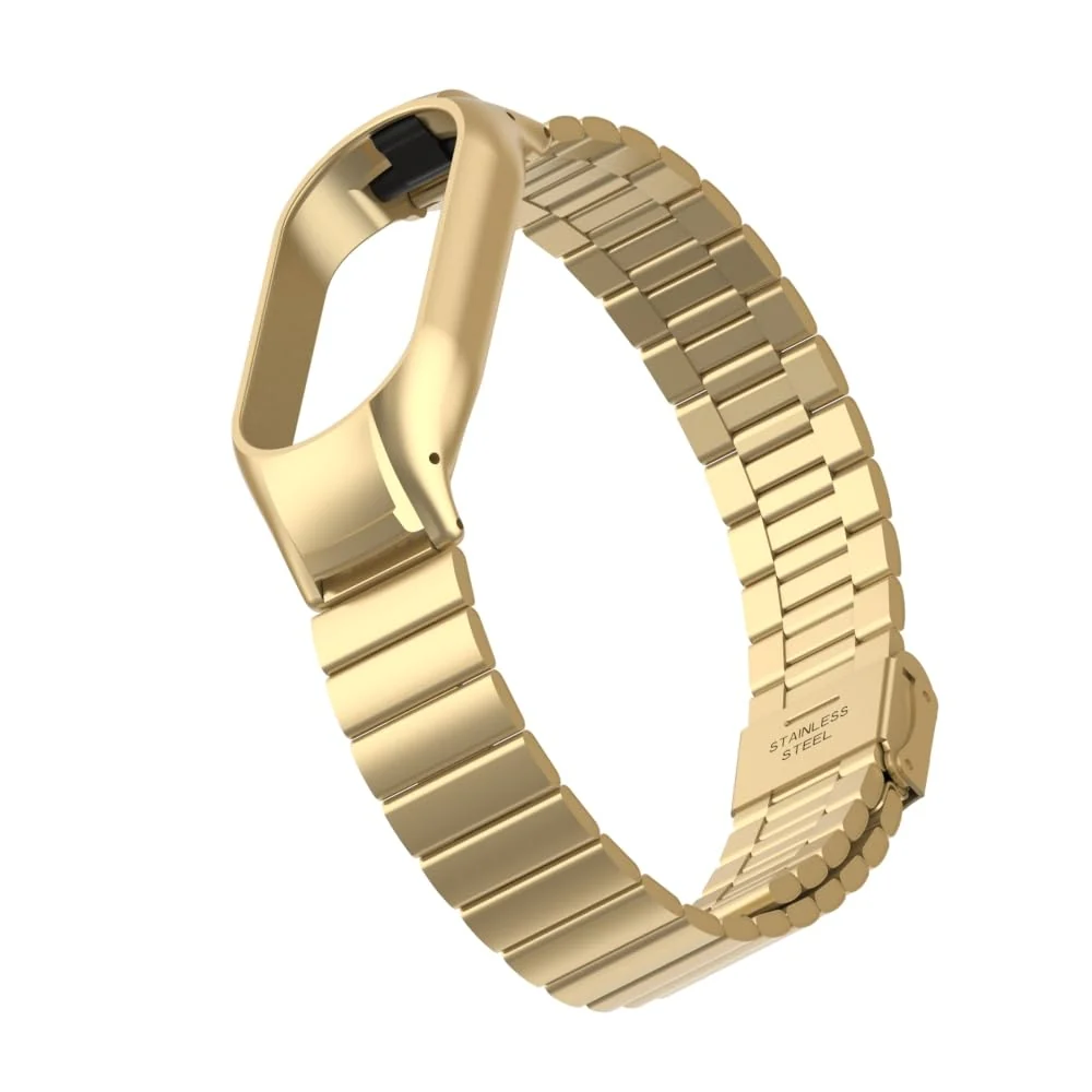 DL3 Mobilak Mi Band 6 Mi Band 5 Strap for Xiaomi Mi Band 5 6, Stainless Steel Watch Band Metal Replacement Bracelet Wristband for M5 M6 - Vintage Gold