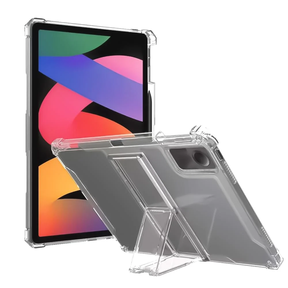 DL3 Mobilak Transparent Stand Case for Xiaomi Redmi Pad SE 11 inch Tablet 2023 Shockproof, Thin Slim Lightweight Anti-Yellowing Bumper, Kickstand Cover, with Pencil Holder - Clear