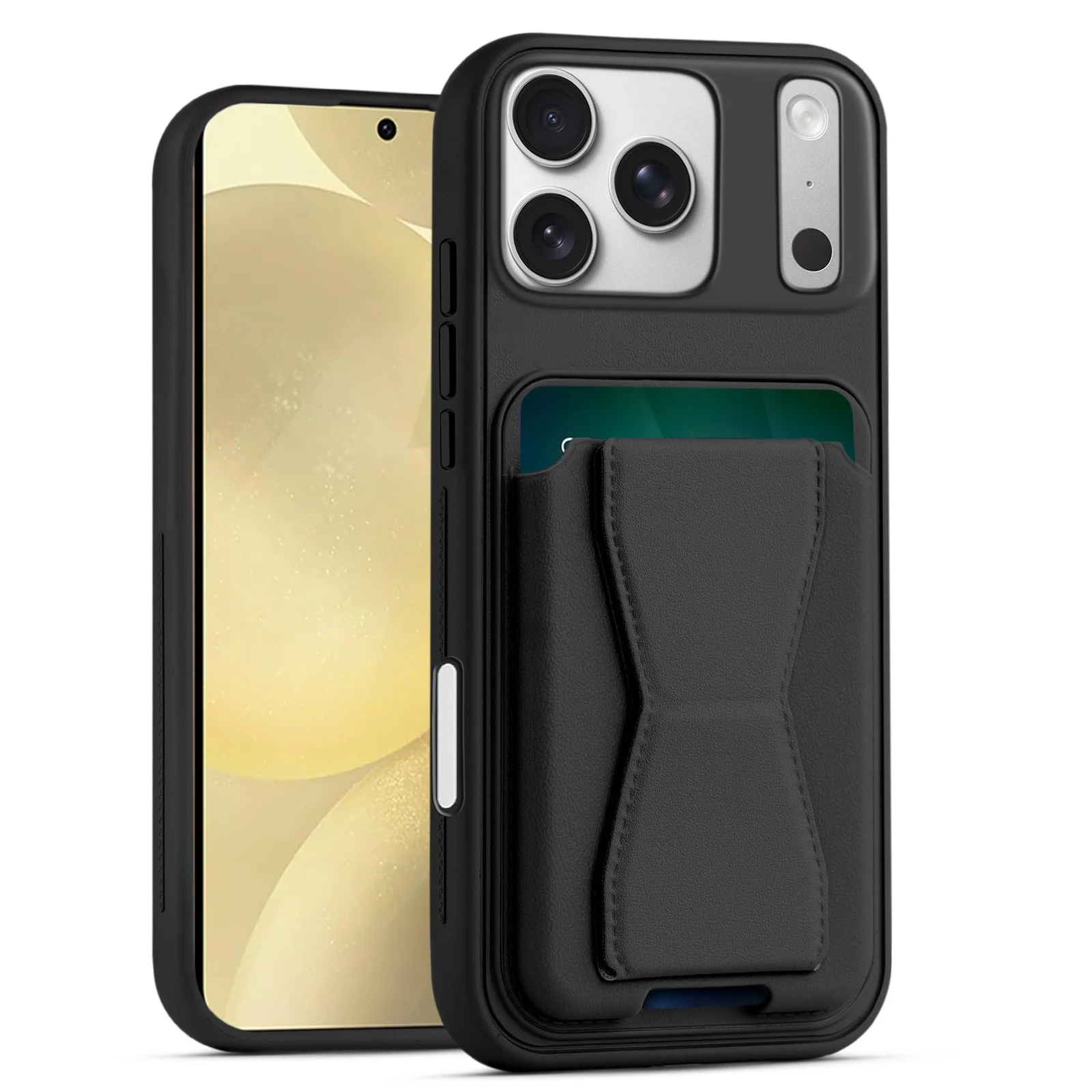 DL3 Mobilak Leather Wallet Case with Card Slot for iPhone 17 Pro Max 6.9-Inch with Camera Protection and Shockproof Design - Black