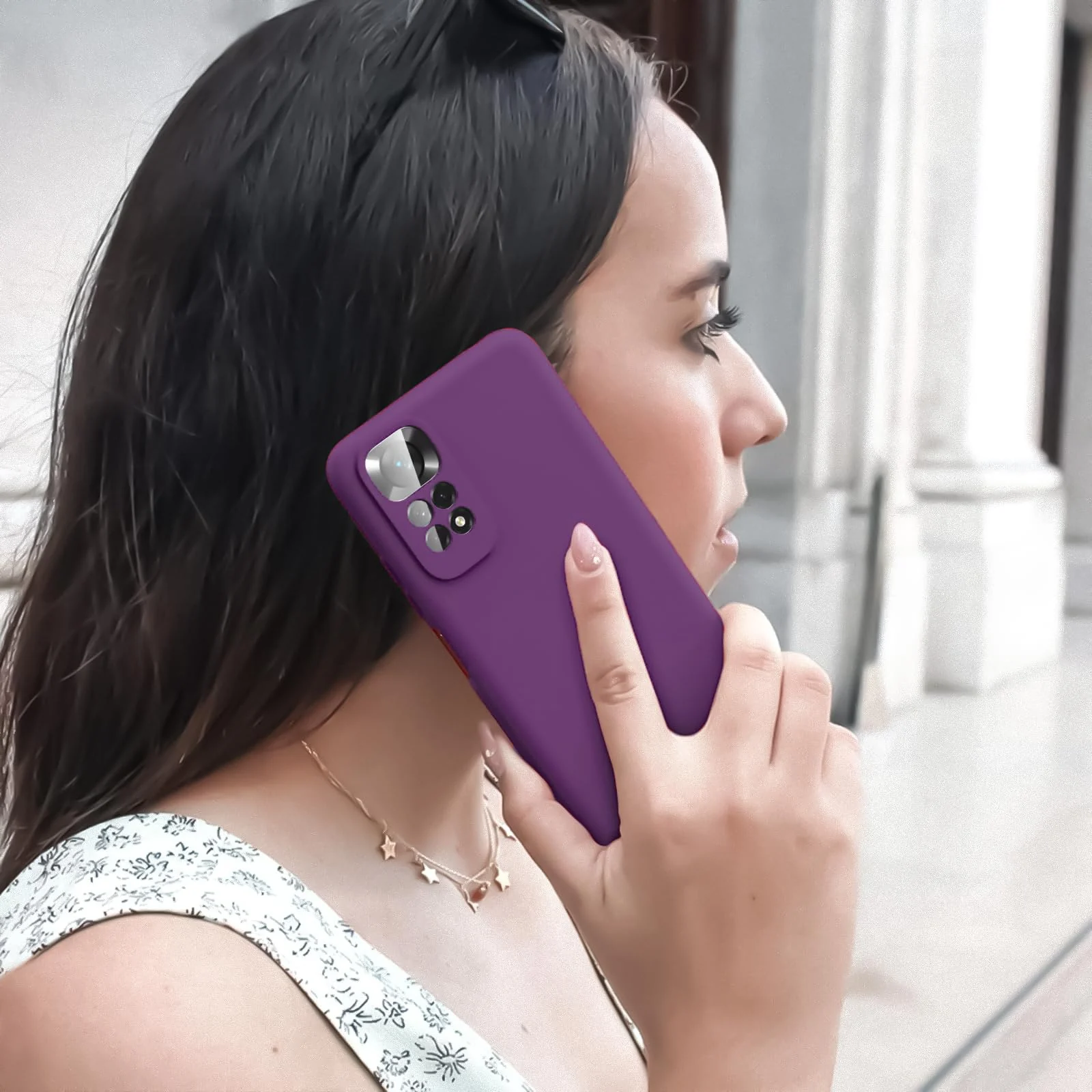 DL3 Mobilak Liquid Silicone Protective Case with Soft Microfiber Lining with Full Camera Protection for Xiaomi Redmi Note 12 Pro 4G / Redmi Note 11 Pro 4G&5G - Violet