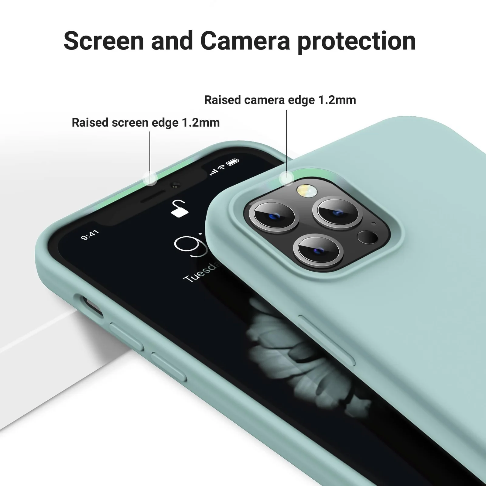 DL3 Mobilak Compatible with iPhone 14 Pro Max (6.7 Inch) Case, Liquid Silicone Case, Full Body Protective Cover, Shockproof, Slim Phone Case, Anti-Scratch Soft Microfiber Lining - A. Mint Green