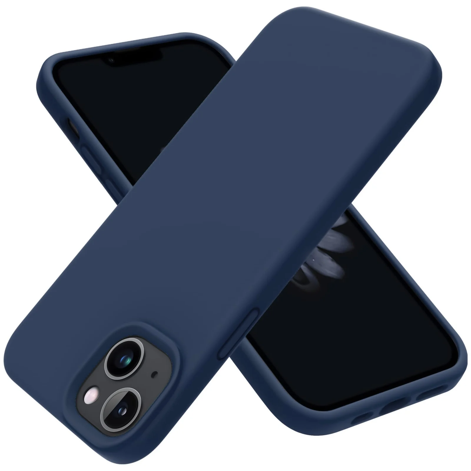 DL3 Mobilak Liquid Silicone Protective Case for iPhone 13 / iPhone 14 with Camera Protection and Microfiber Lining - Storm Blue