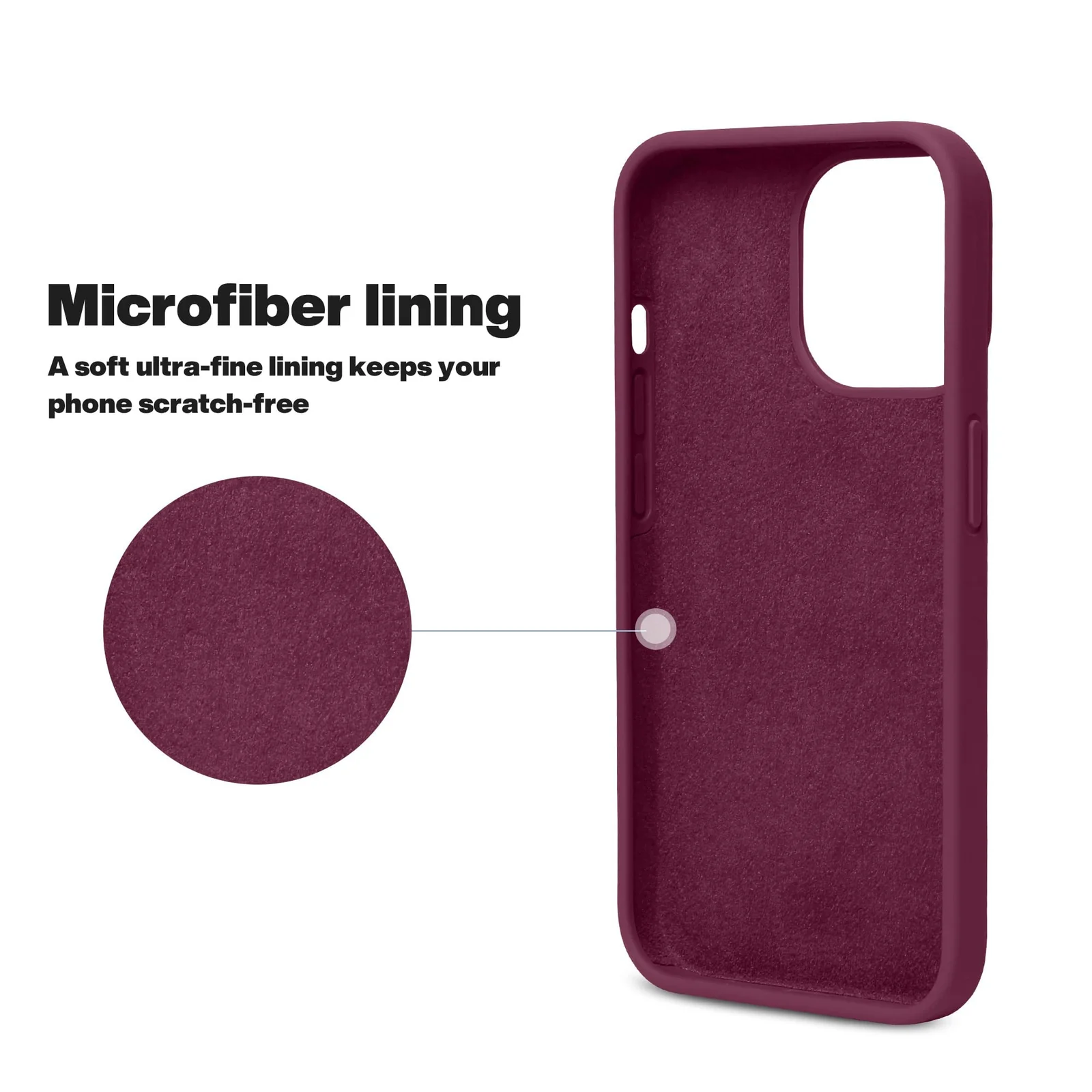 DL3 Mobilak Liquid Silicone Protective Case with Soft Microfiber Lining for iPhone 12 / 12 Pro (6.1 Inch) - Wine Red
