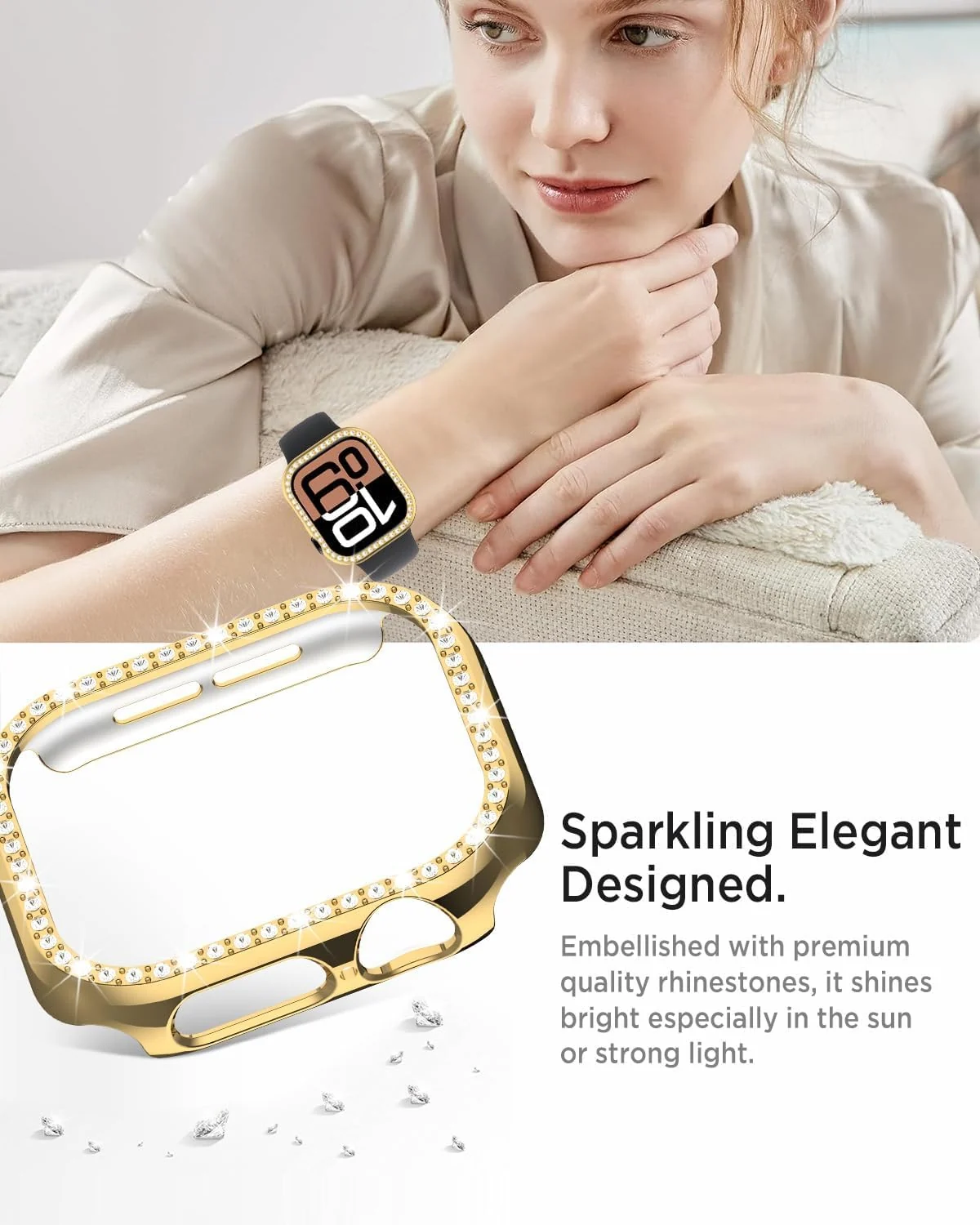 DL3 MOBILAK Bling Hard PC Watch Bumper Case for Apple Watch Series 4 and 5 and 6 and SE 40MM - Gold