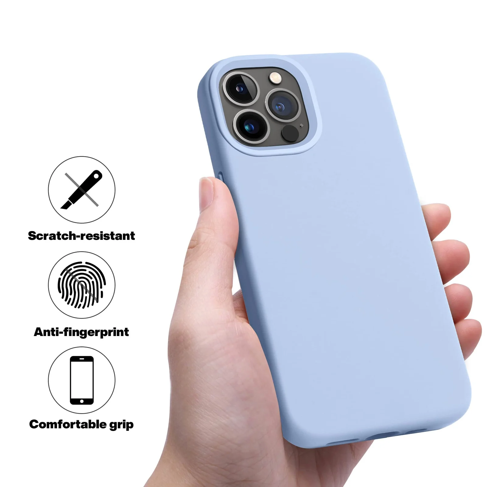 DL3 Mobilak Liquid Silicone Protective Case with Soft Microfiber Lining for iPhone 12 Pro Max (6.7 Inch) - Baby Blue