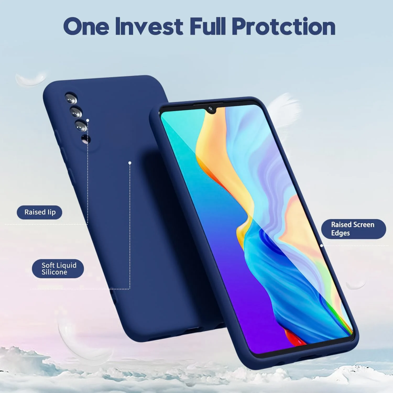 DL3 Mobilak Liquid Silicone Protective Case with Soft Microfiber Lining with Full Camera Protection for Xiaomi Mi 9 - Blue 1