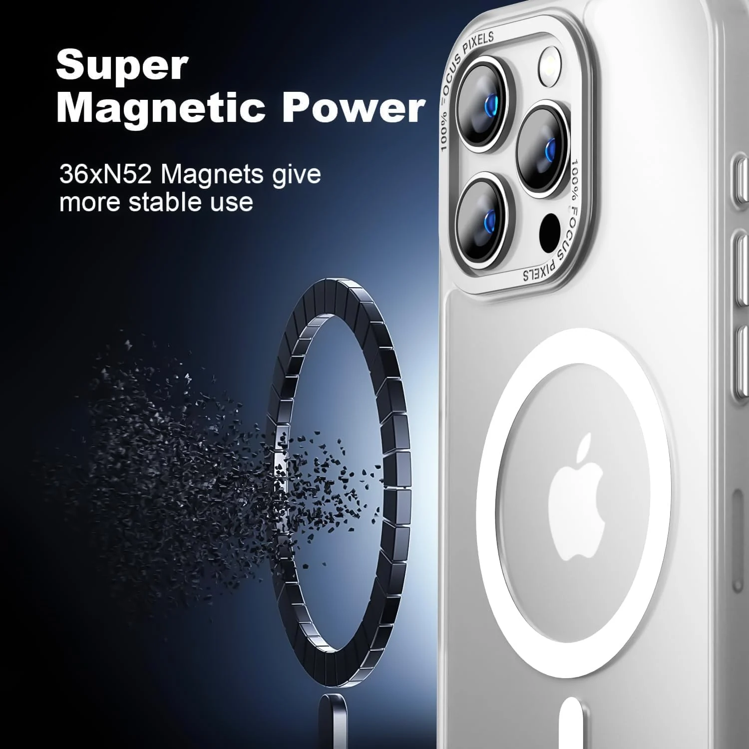 DL3 Mobilak Translucent Matte Case for iPhone 14 Pro 6.1-Inch, Compatible with MagSafe accessories, Supports wireless charging, Built-in magnetic car-mount support - White