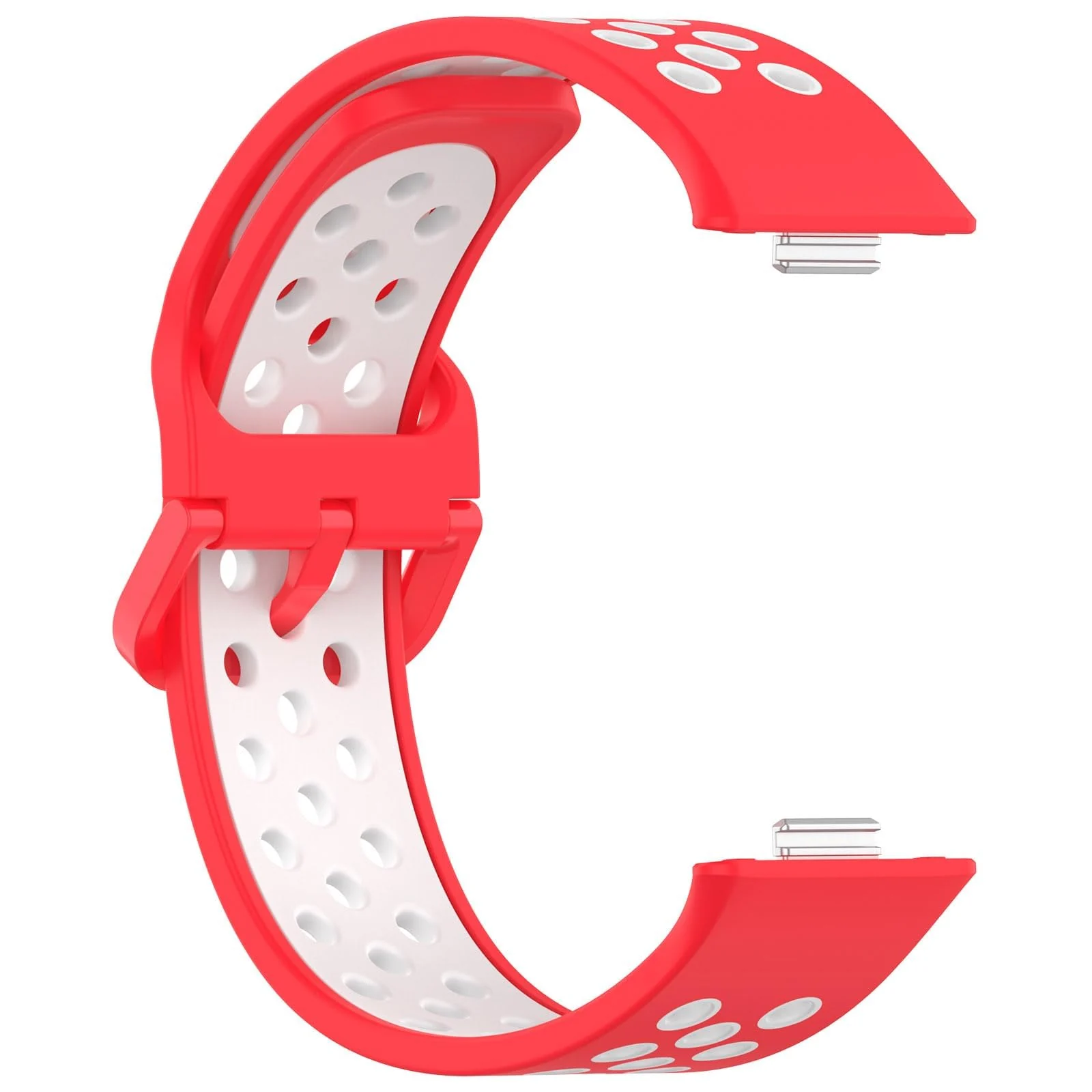 DL3 Mobilak Silicone Strap for Huawei Watch Fit 3, [Breathable] Soft Silicone Sport Wristband Bracelet Replacement Strap, Two-tone Strap, Adjustable Design, for Huawei Watch Fit3 - Red White