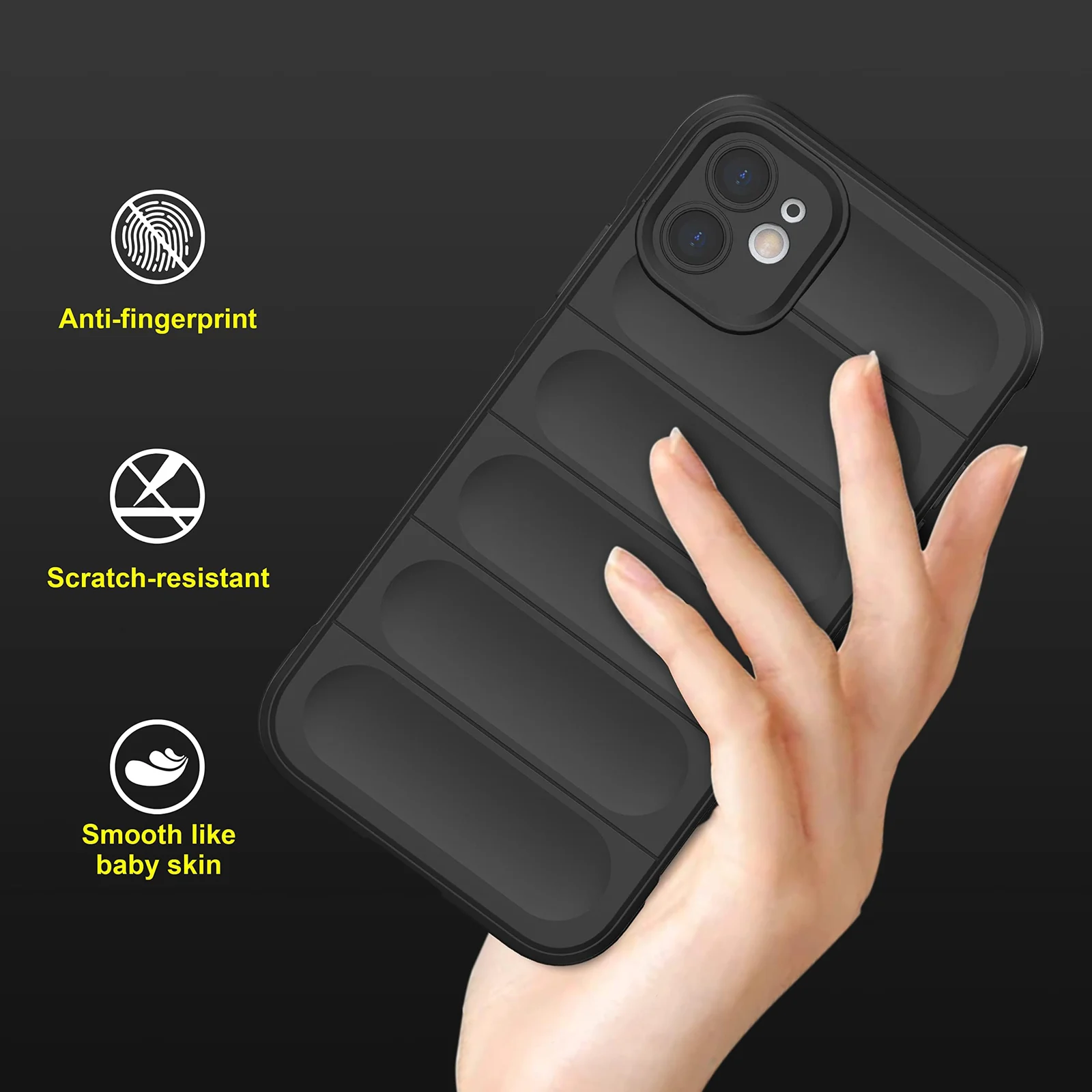 DL3 Mobilak Silicone Case for Apple iPhone 11 Heavy Duty Protective [Slim Fit] Shockproof Soft Flexible Protective Design Shock-Absorption TPU Cover With Camera Protection - Black
