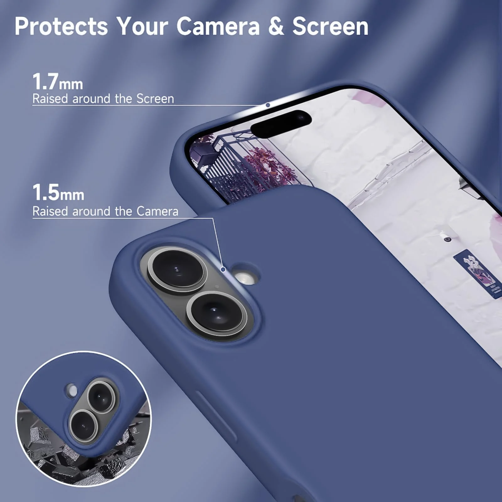 DL3 Mobilak Liquid Silicone Protective Case with Soft Microfiber Lining for iPhone 17 6.3-Inch - Blue