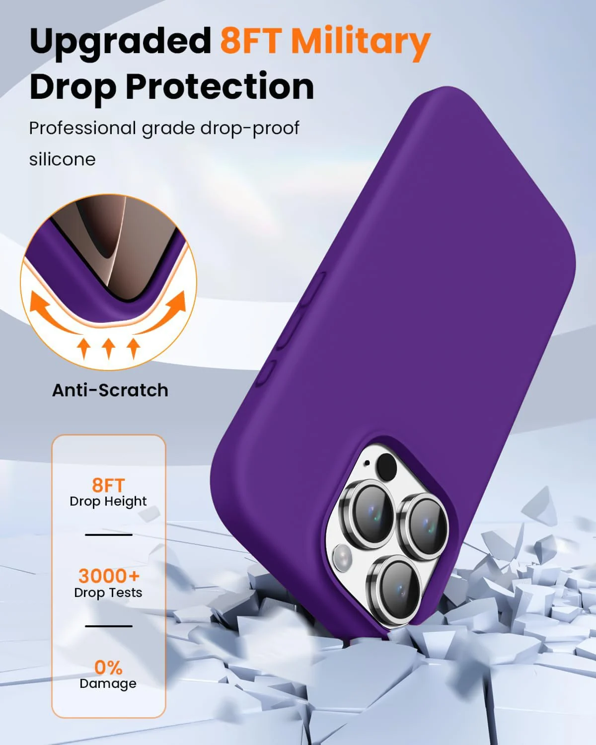DL3 Mobilak Liquid Silicone Protective Case with Soft Microfiber Lining for iPhone 16 Pro Max - Purple