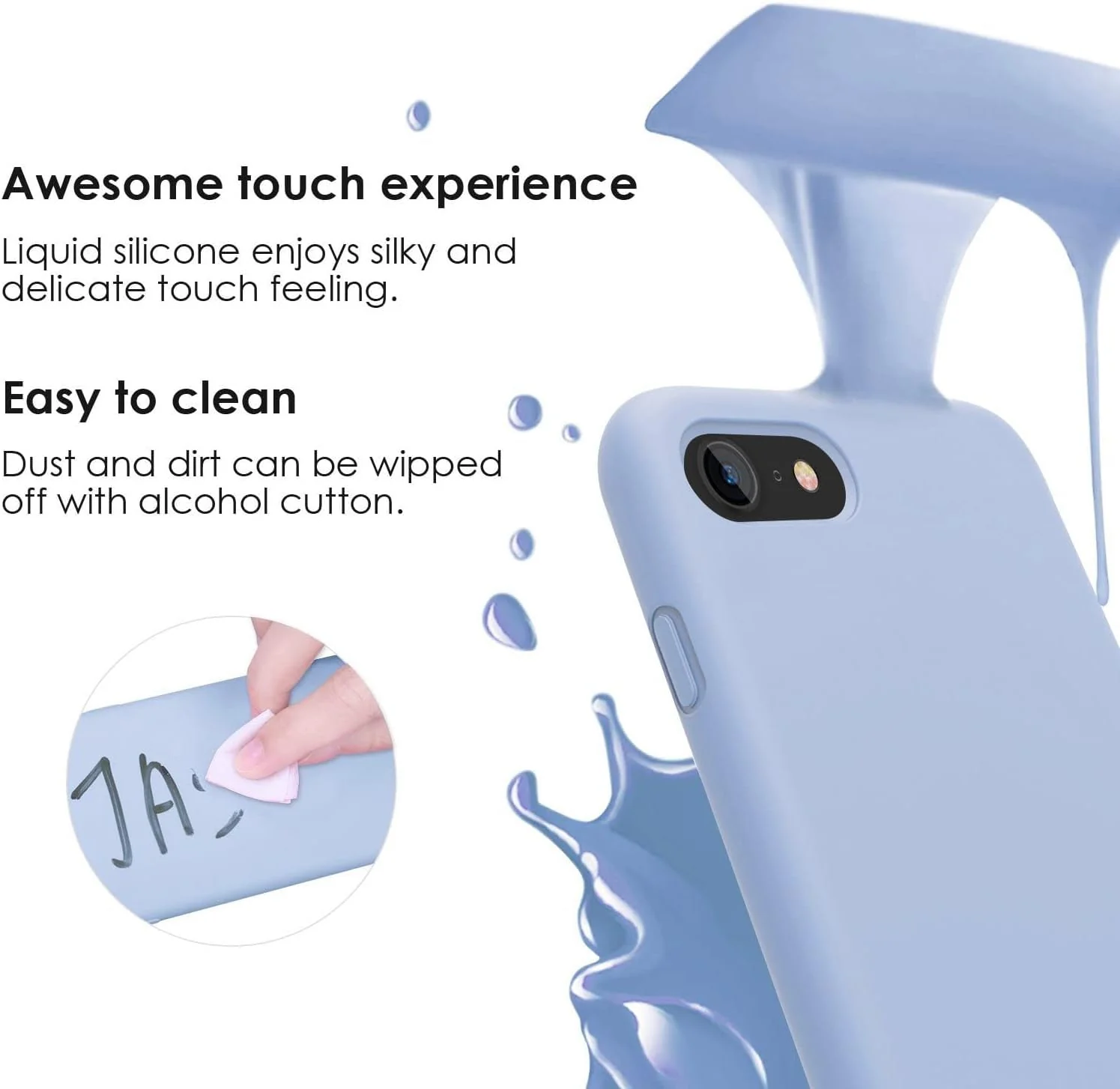 DL3 Mobilak Liquid Silicone Protective Case for iPhone 6 / 6S with Camera Protection and Microfiber Lining - Baby Blue