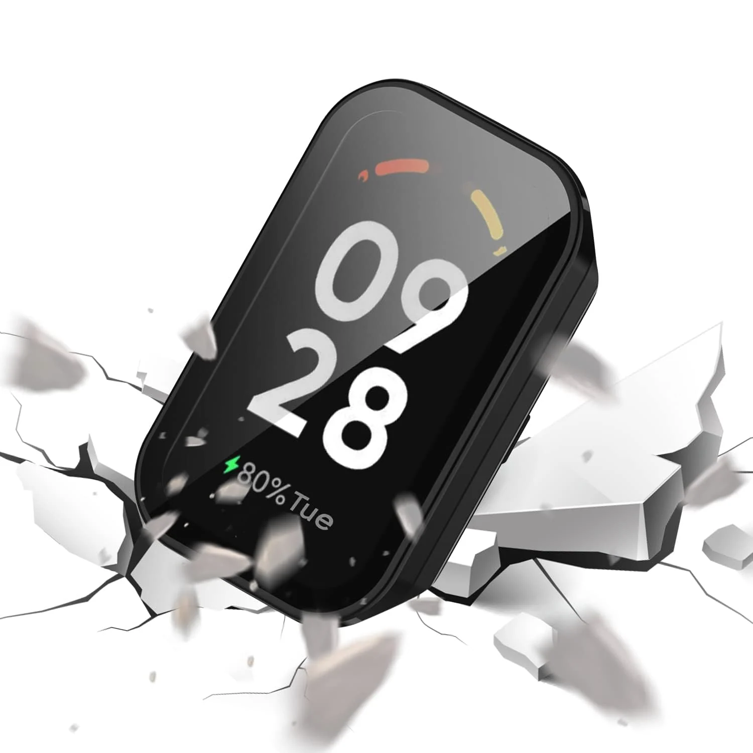 DL3 Mobilak Case Compatible with Xiaomi Redmi Band 2/ Xiaomi Smart Band 8 Active, Full Coverage Slim Hard PC Case Protective Bumper Built-in Tempered Glass Screen Protector Shell - Black