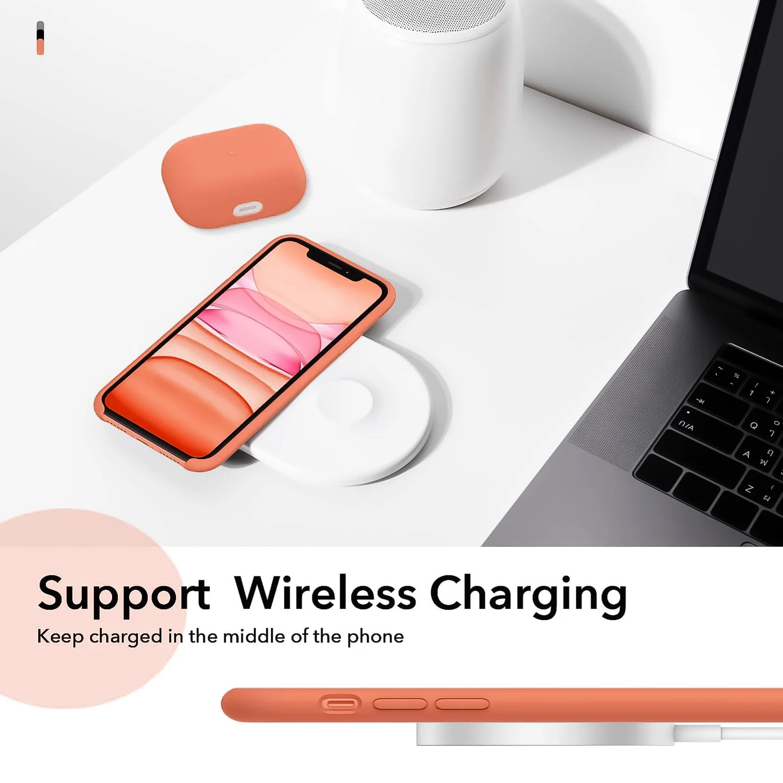 DL3 Mobilak Liquid Silicone Protective Case with Soft Microfiber Lining for iPhone 11 (6.1 Inch) - Coral