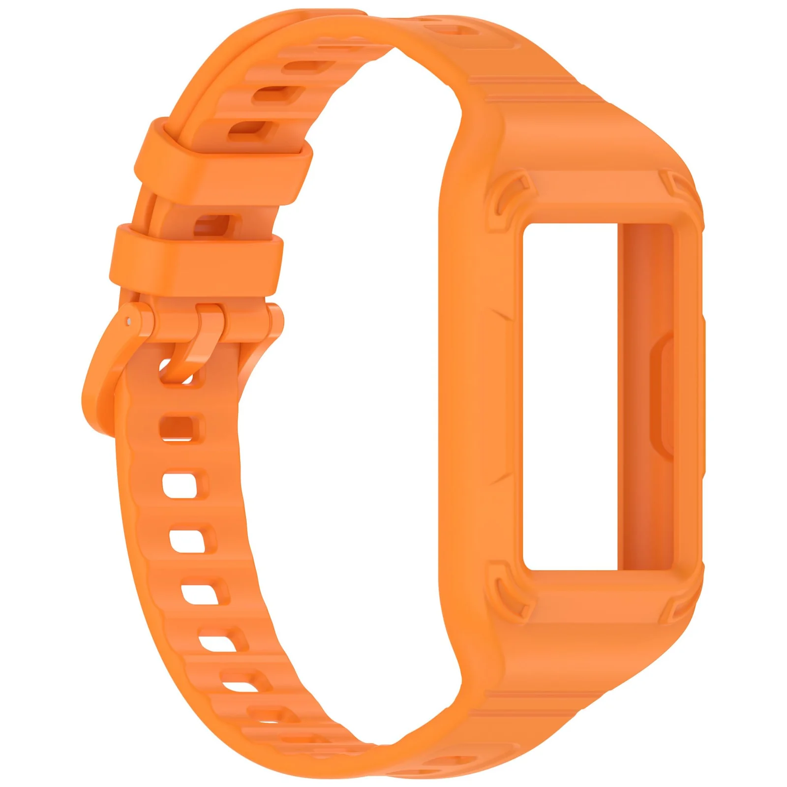 MOBIGON Rugged Silicone Strap with Bumper Case for Huawei Band 11 Pro, Orange